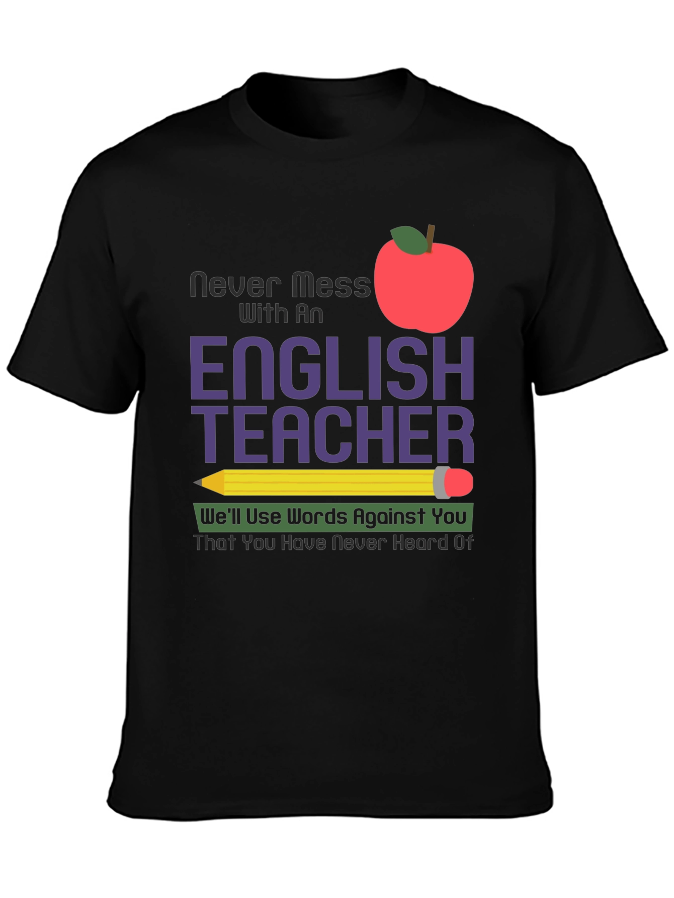 Black English Teacher Graphic T-Shirt view 3