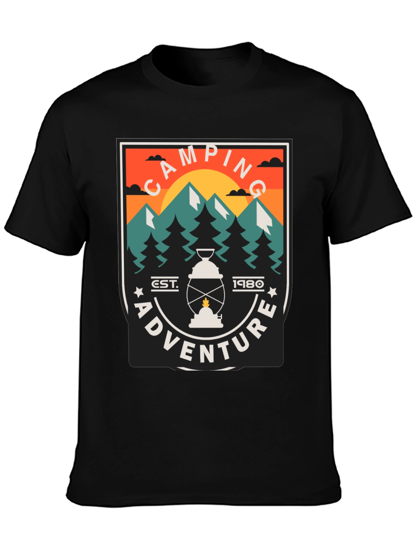 Black Camping Adventure Graphic T-Shirt view 3