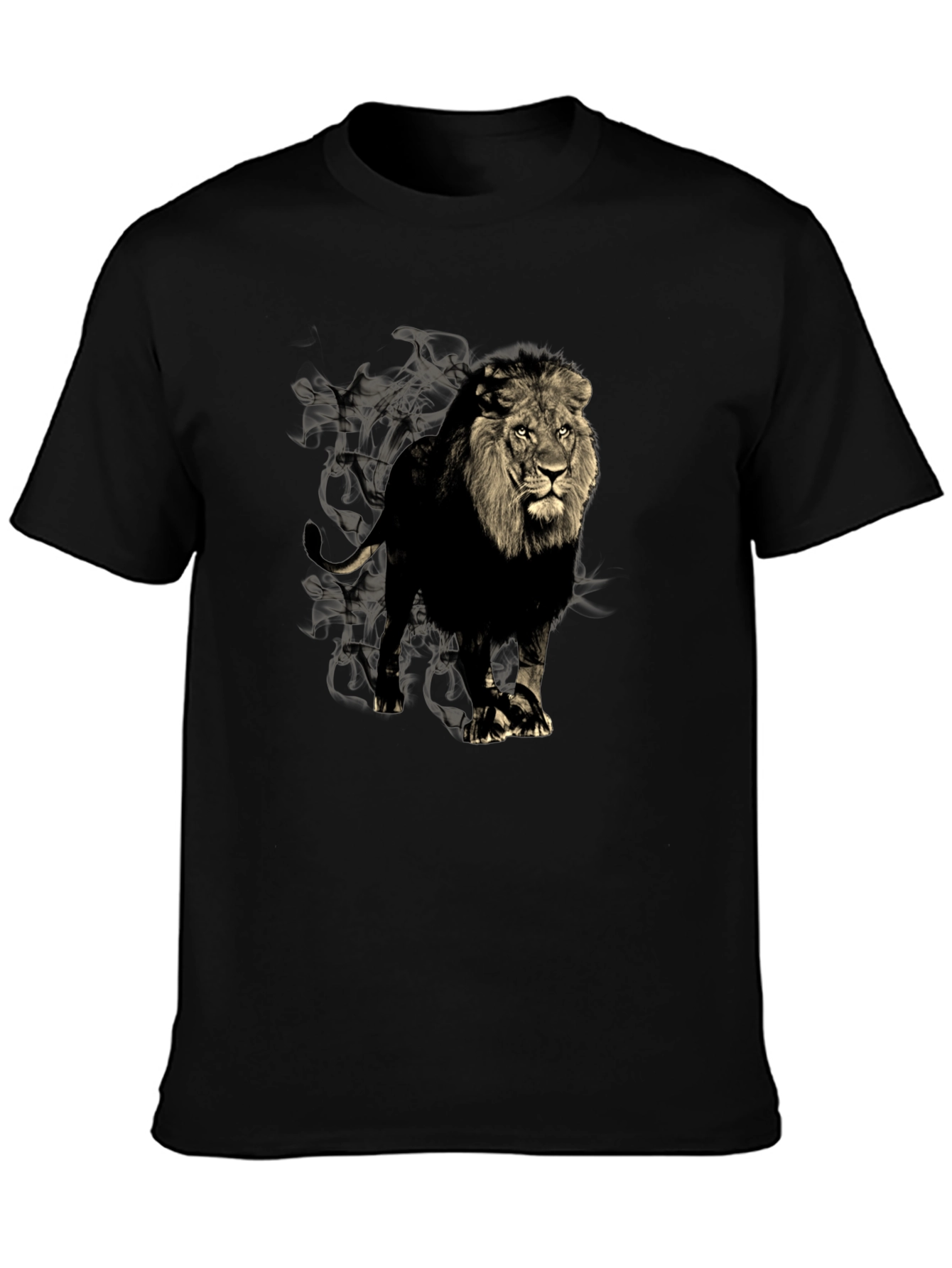 Black Lion Graphic Print Men's Black T-Shirt view 3