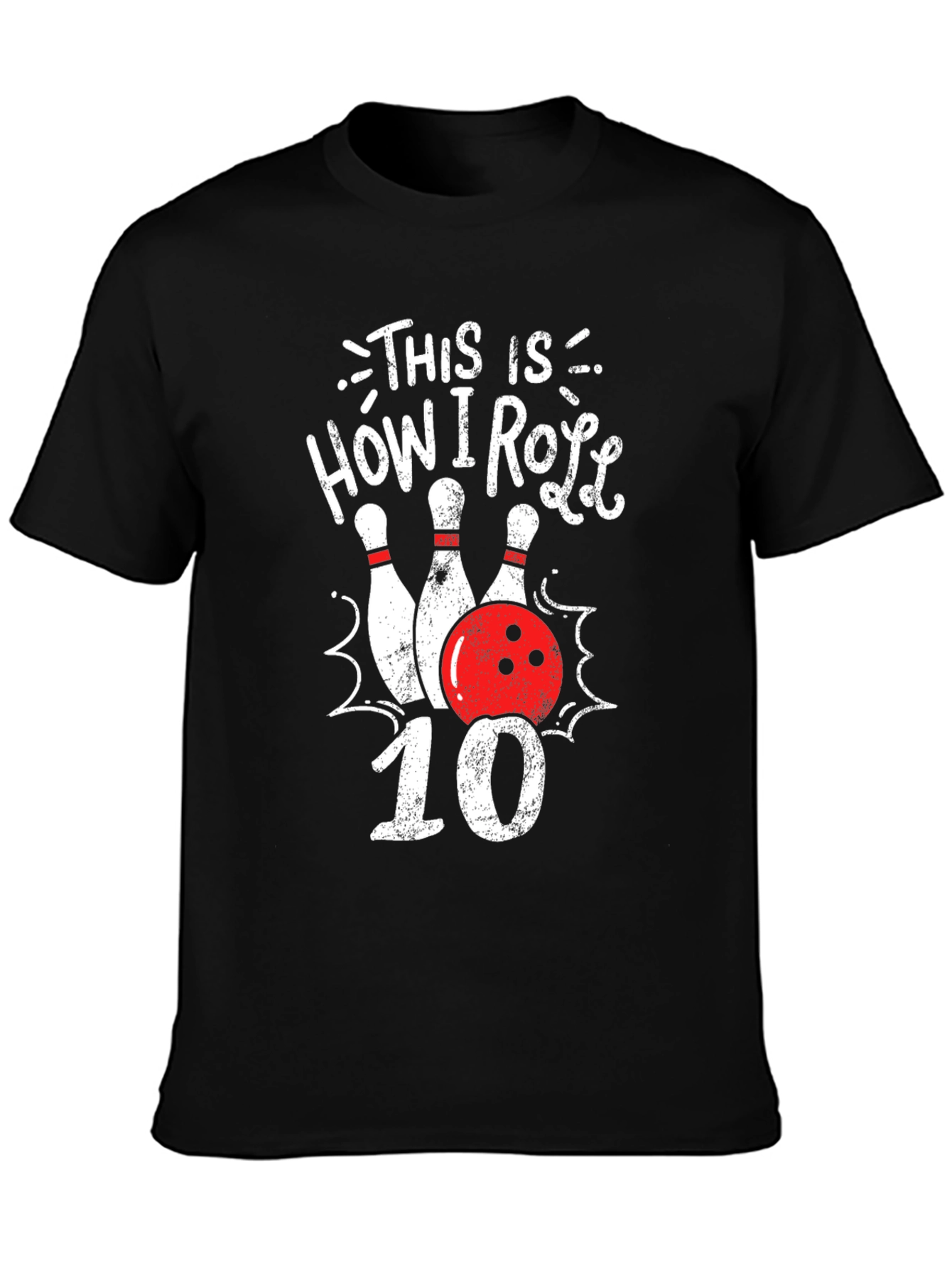 Black How I Roll Bowling T-Shirt view 3