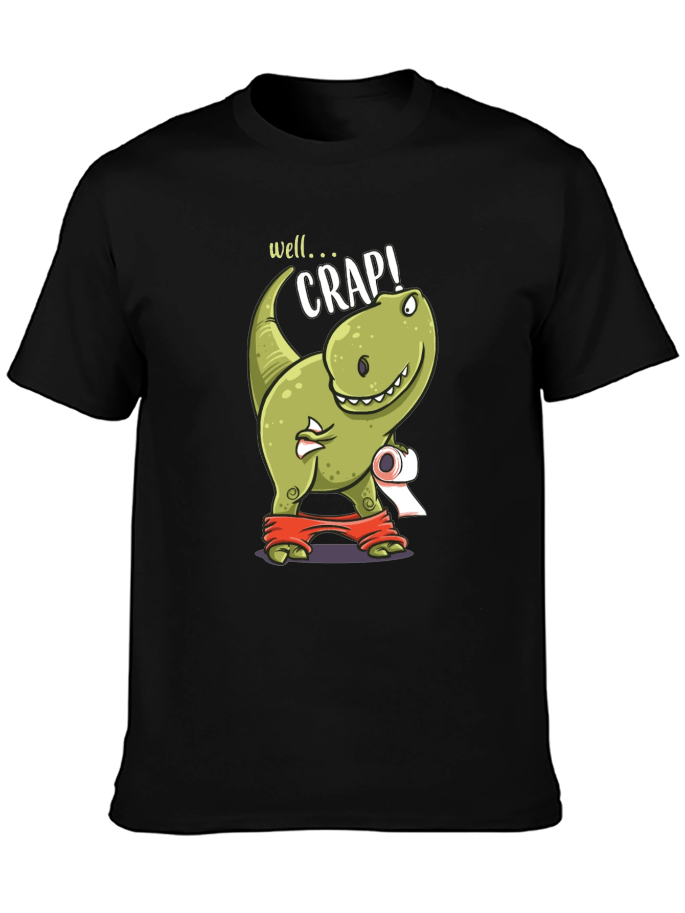 Black Dino Crap Graphic T-Shirt Funny T-Rex Toilet Humor Tee view 3