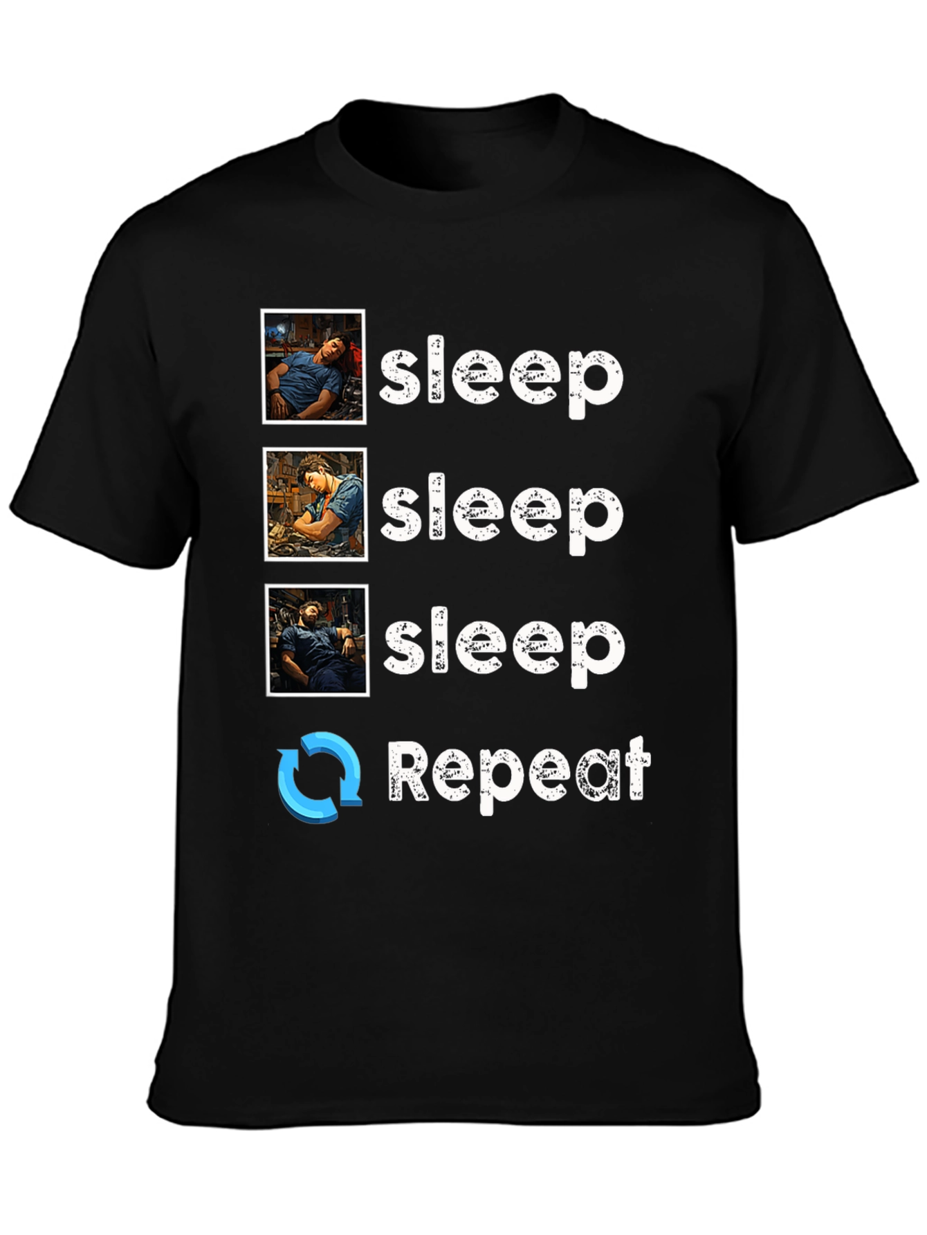 Black Sleep Technician T-Shirt - Sleep Repeat view 3