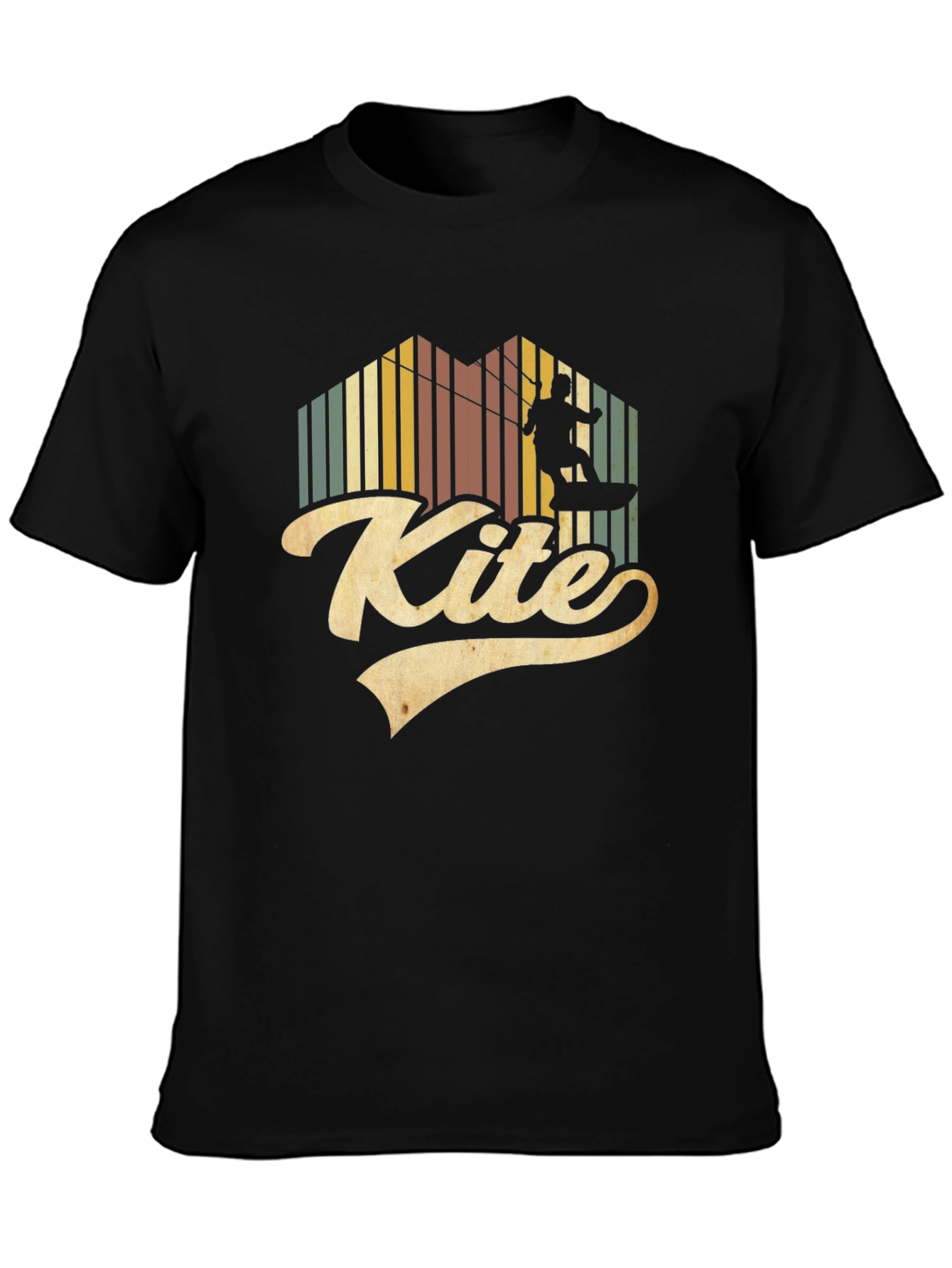 Black Vintage Kite Surfing Graphic T-Shirt view 3