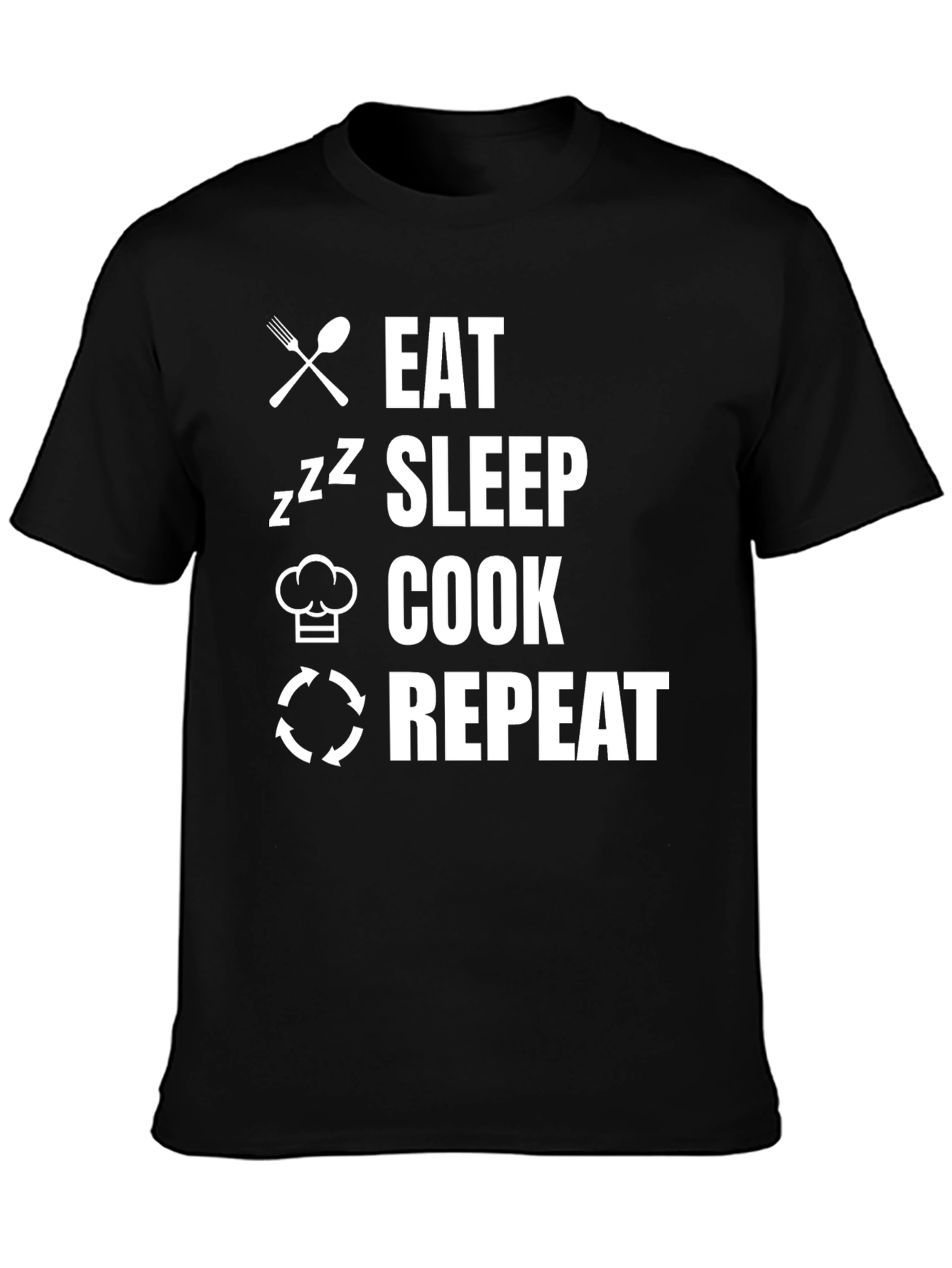 Black Eat Sleep Cook Repeat Graphic Tee view 3