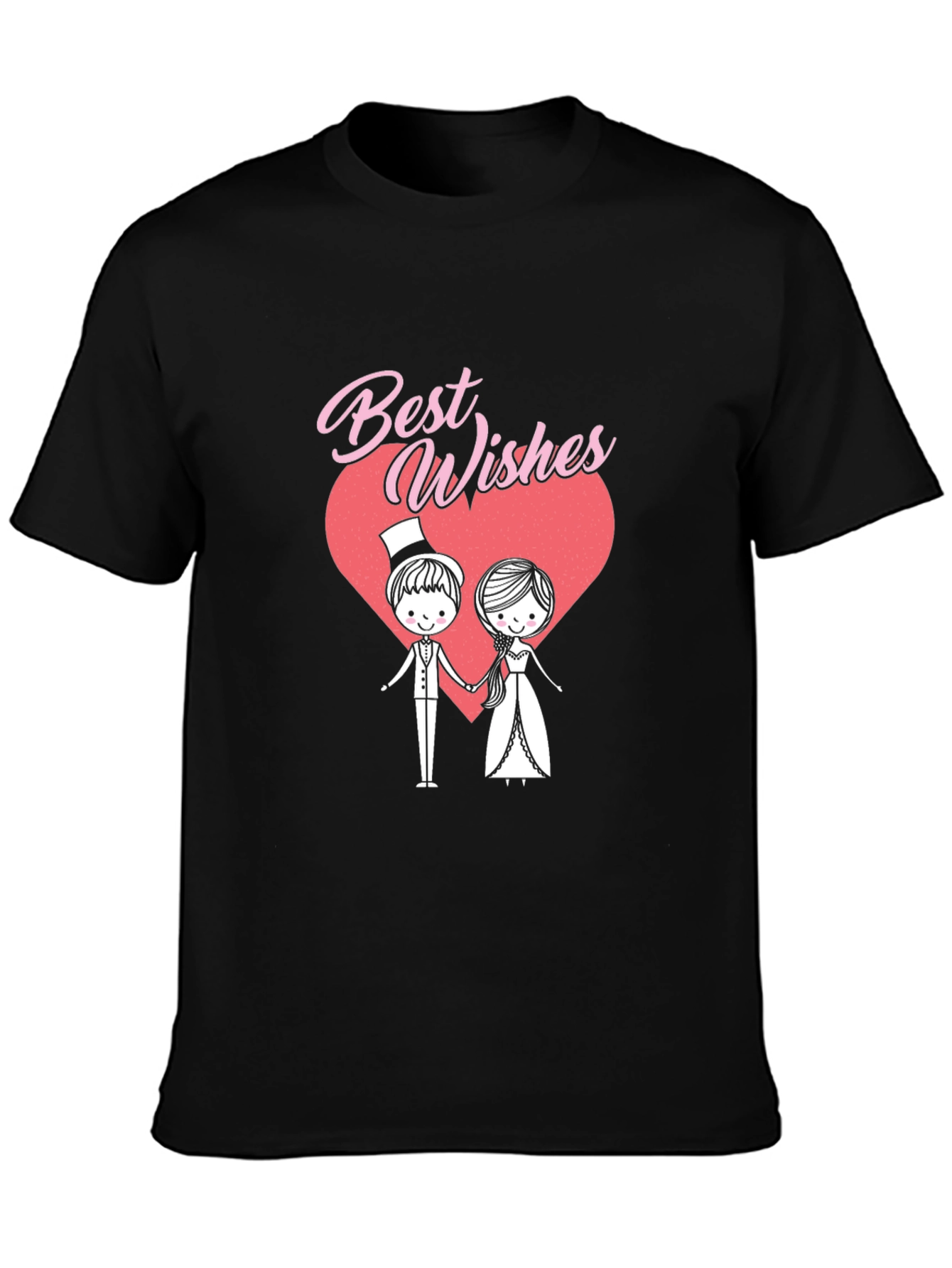 Black Best Wishes Wedding Couple Graphic T-Shirt view 3