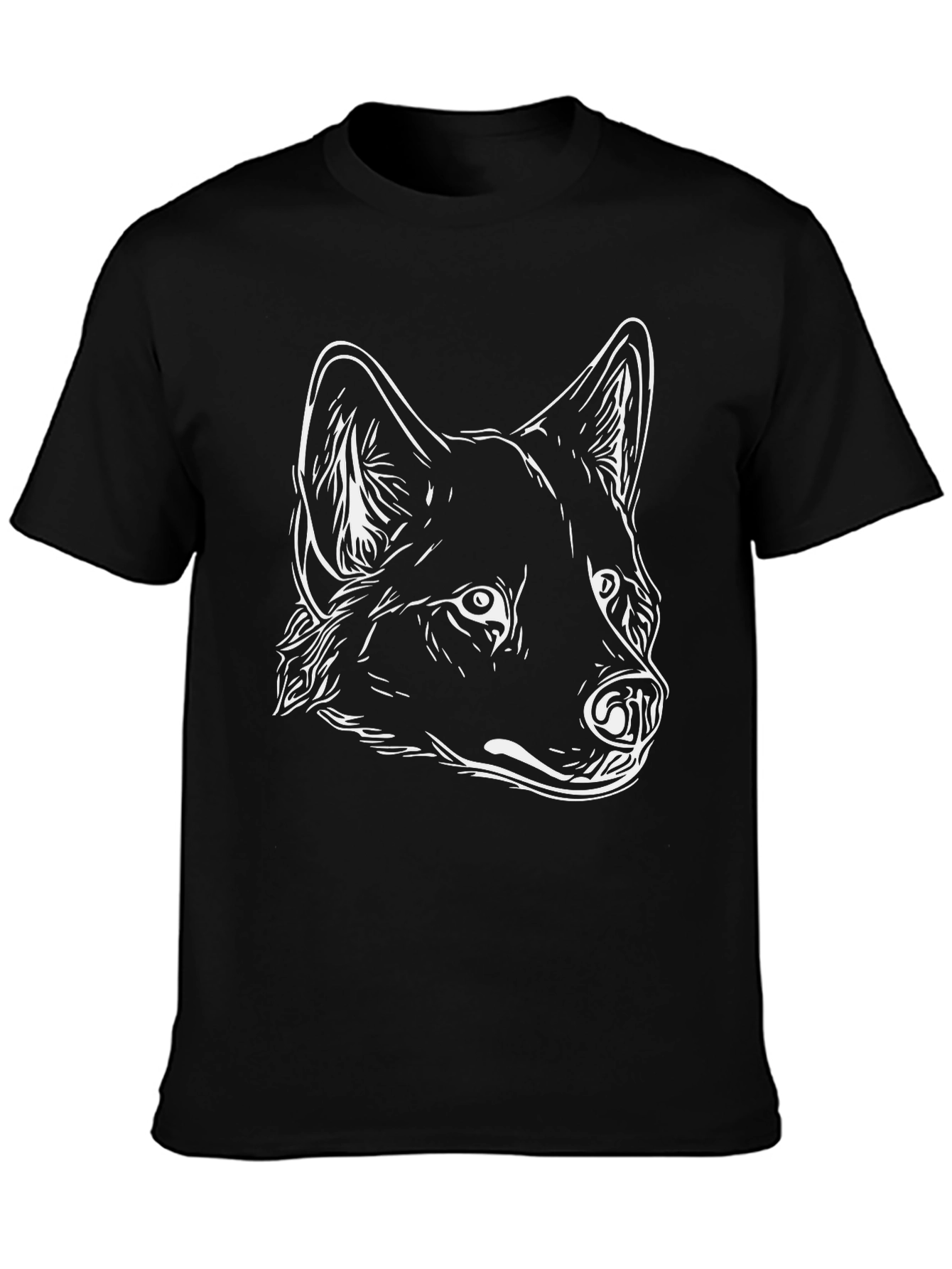 Black Cool Wolf Graphic Tee - Black Cotton T-Shirt view 3