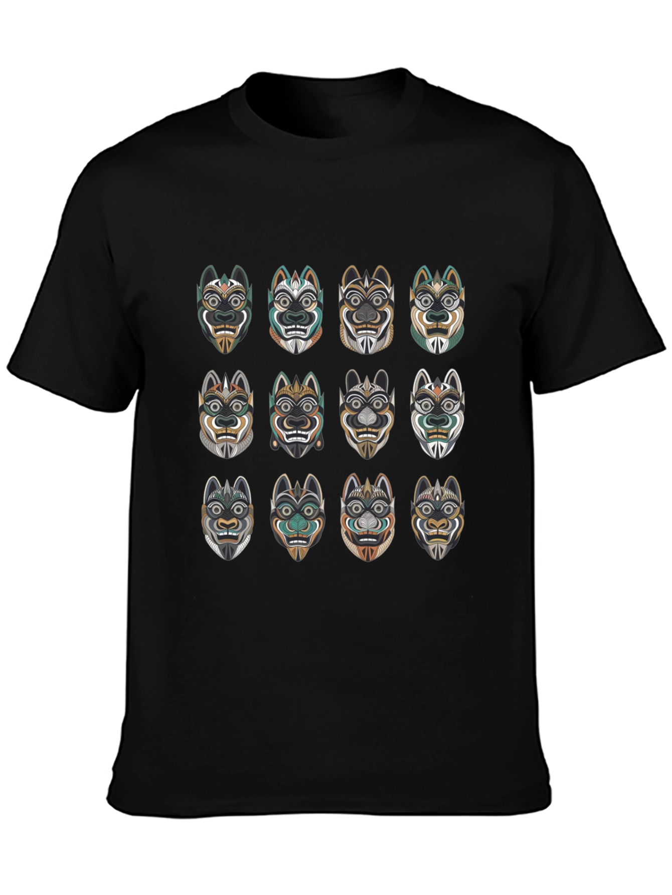 Black Tribal Mask Graphic Tee - Unique Design view 3
