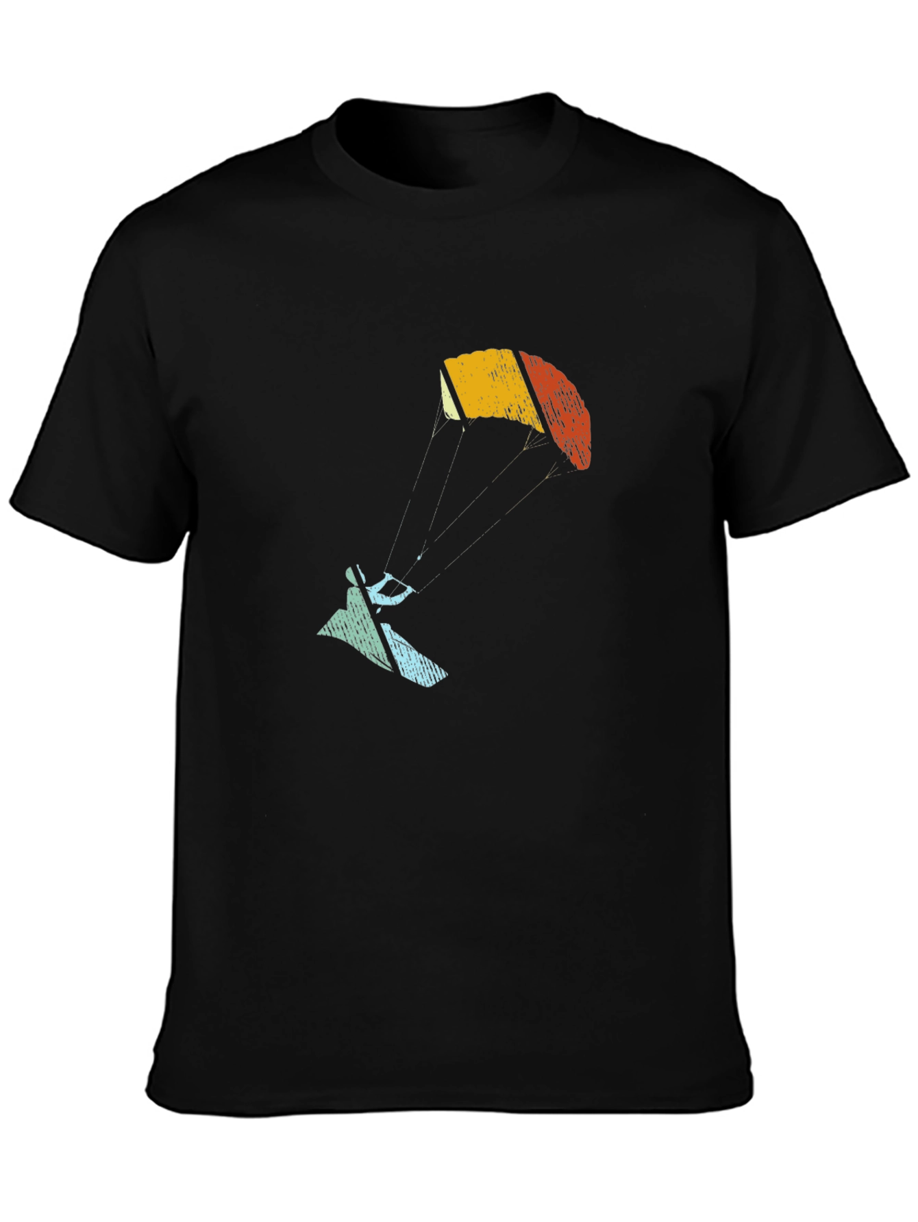 Black Retro Paragliding Graphic T-Shirt view 3