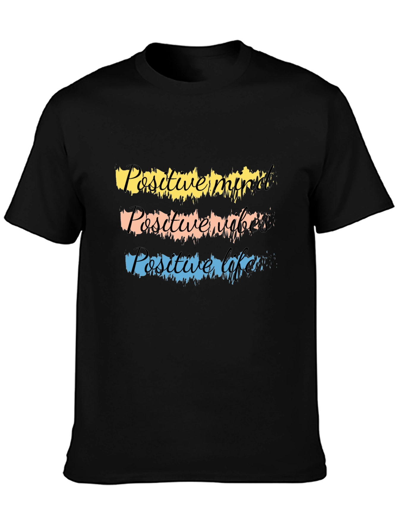 Black Positive Vibes T-Shirt - Graphic Tee for Good Energy view 3