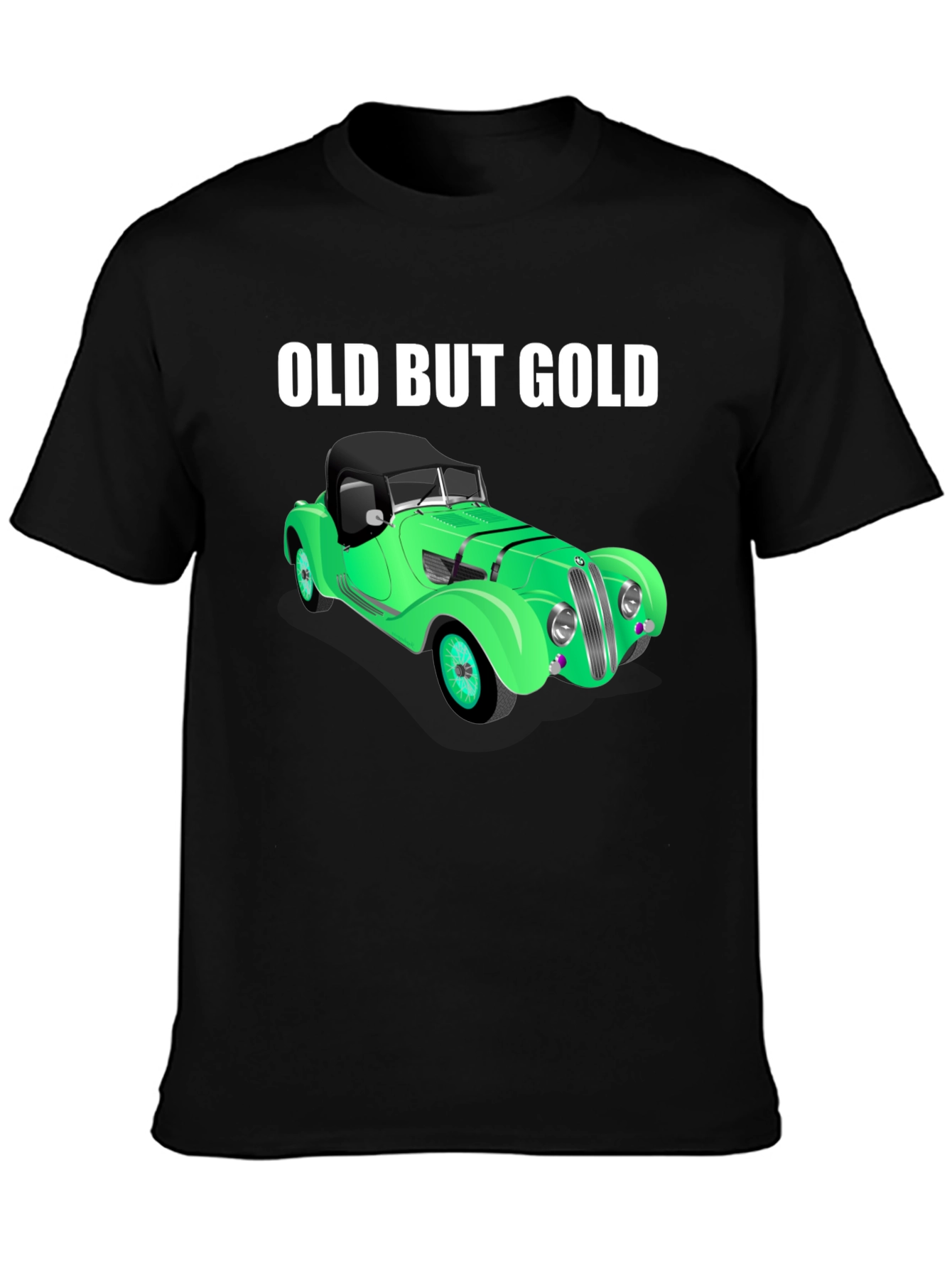 Black Old But Gold Vintage Car T-Shirt view 3