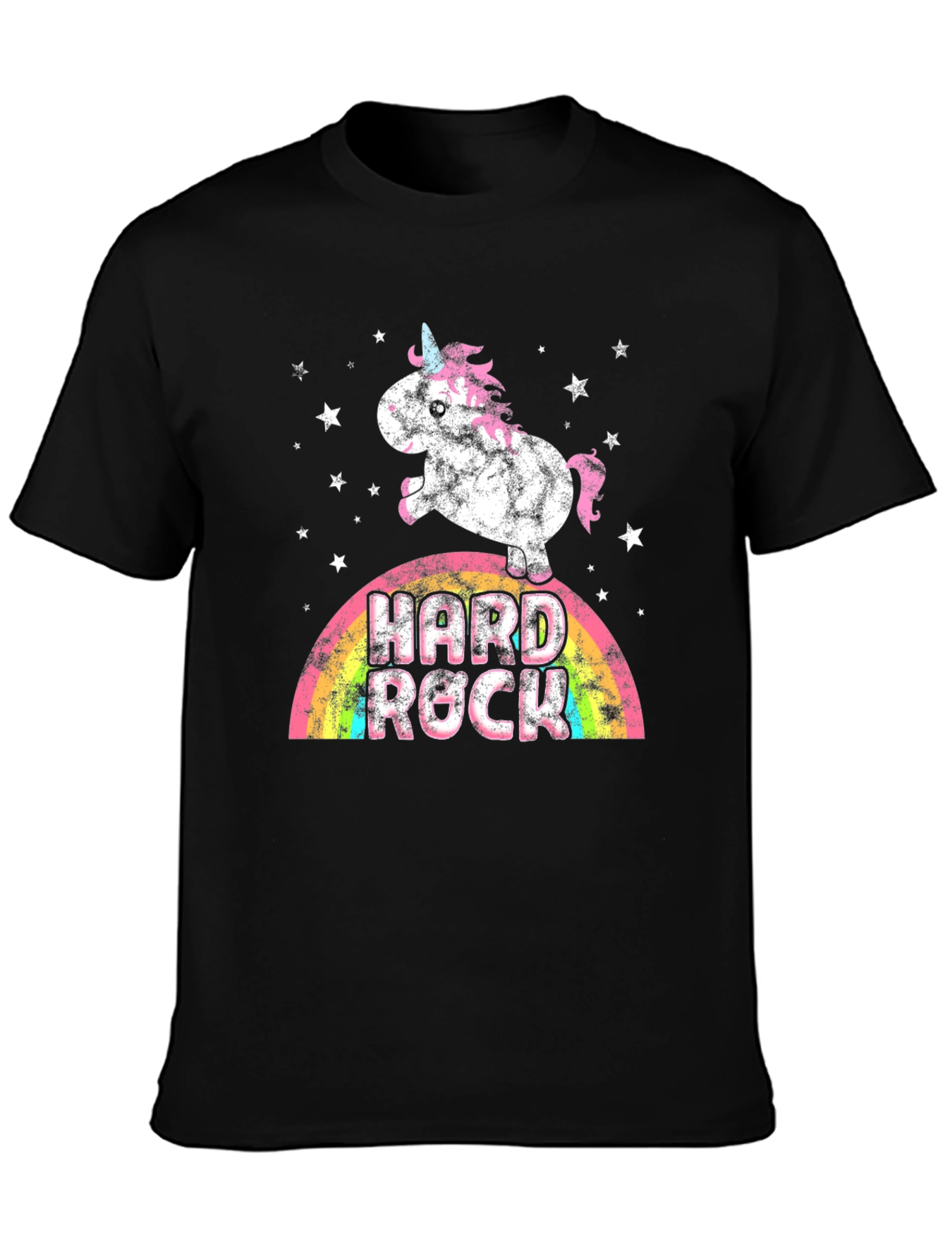 Black Unicorn Hard Rock Rainbow Graphic Tee view 3