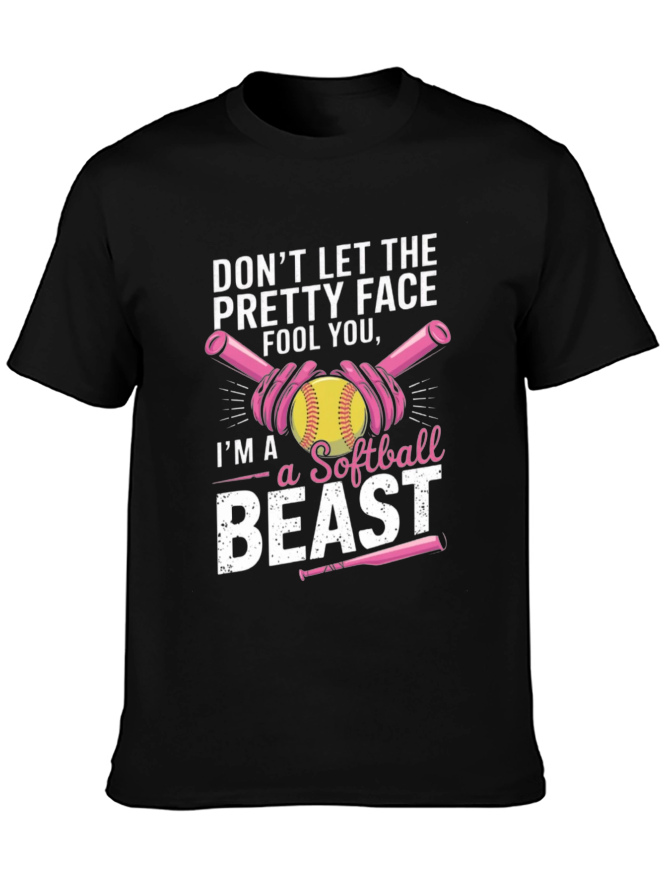 Black Softball Beast T-Shirt - Funny Sport Tee view 3