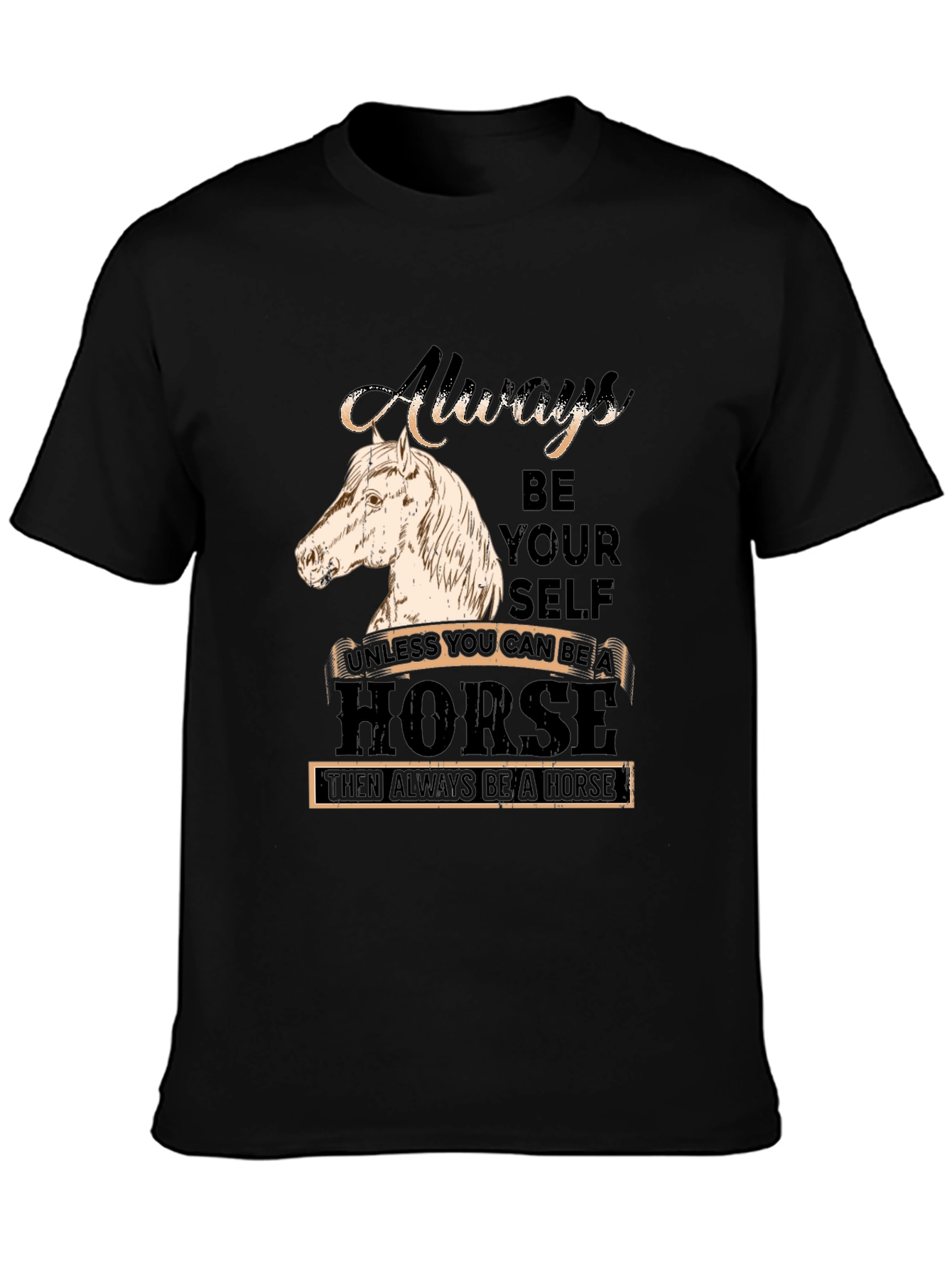 Black Always Be Yourself Horse Graphic T-Shirt view 3