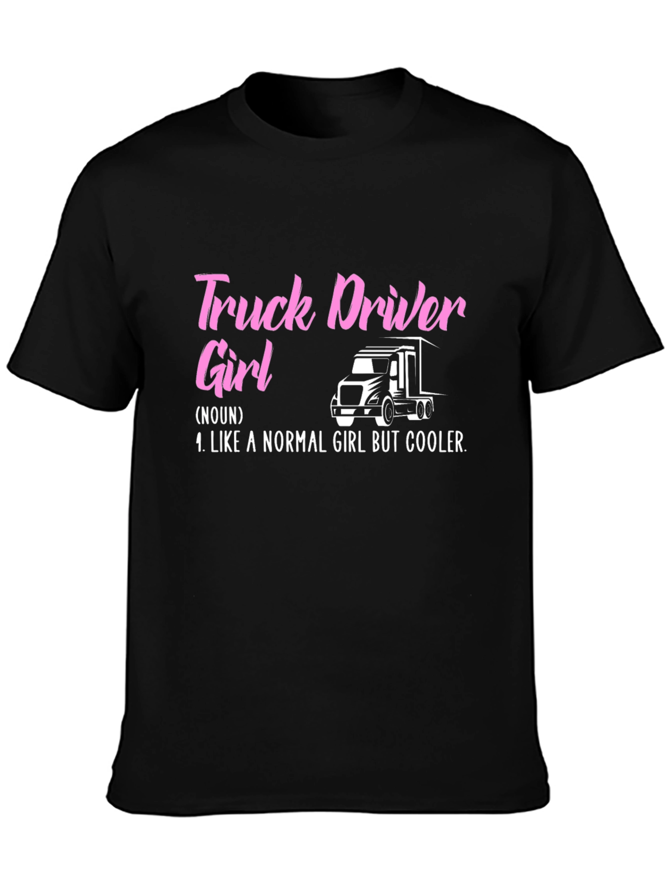 Black Truck Driver Girl Black T-Shirt view 3