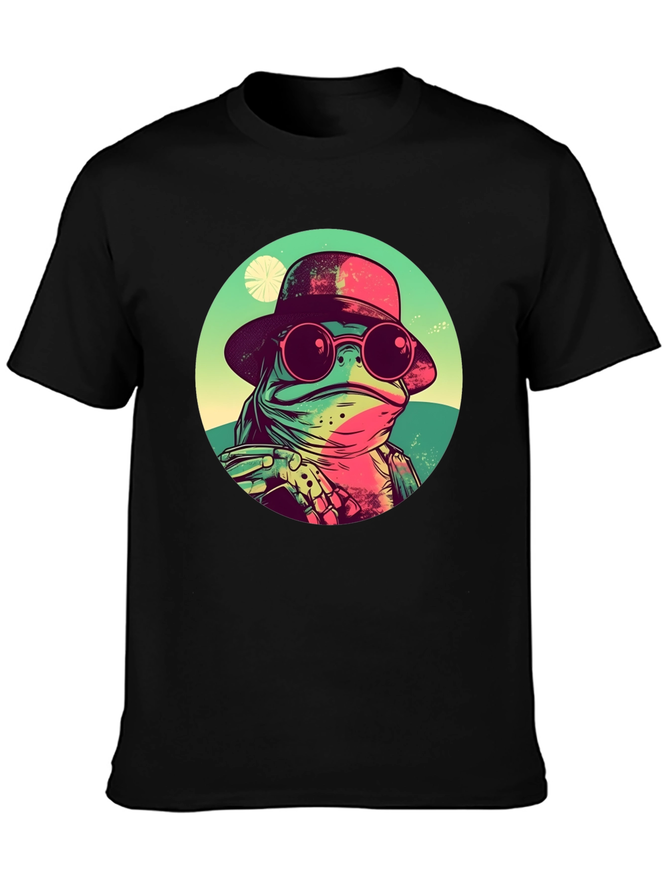 Black Cool Frog Graphic Tee - Unique Design view 3