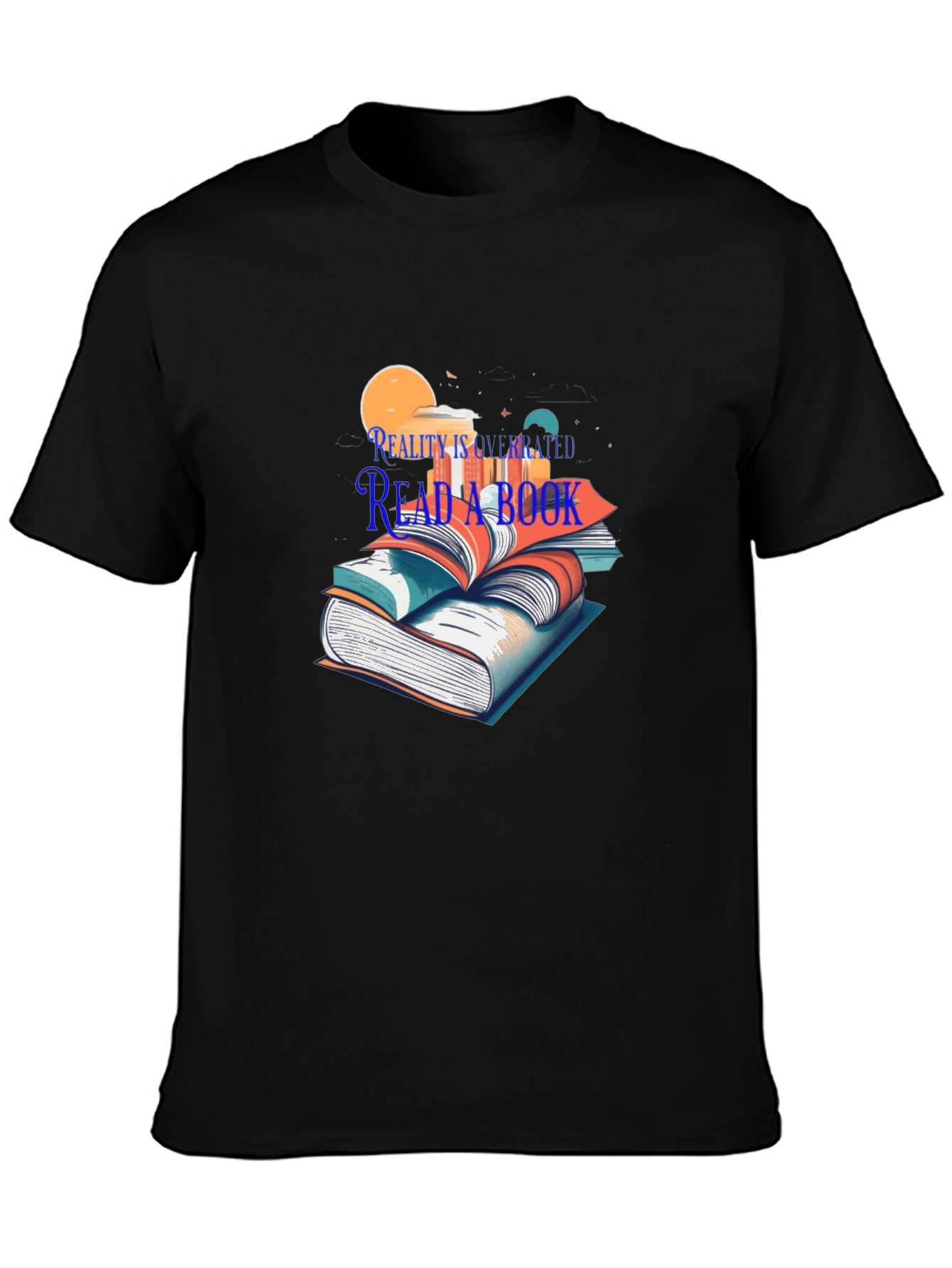 Black Reality is Overrated Read a Book T-Shirt view 3
