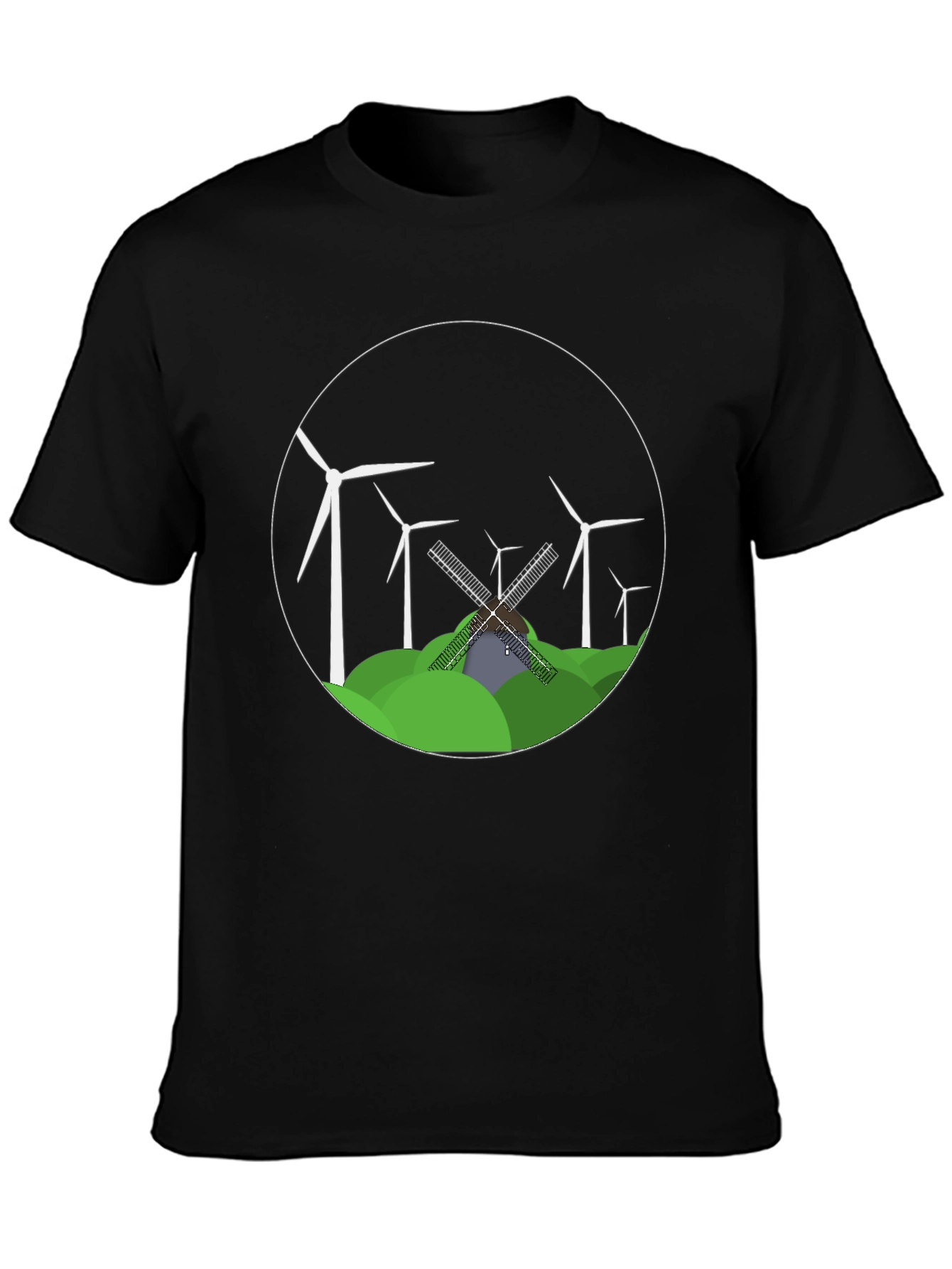 Black Windmill & Turbine Graphic Tee view 3
