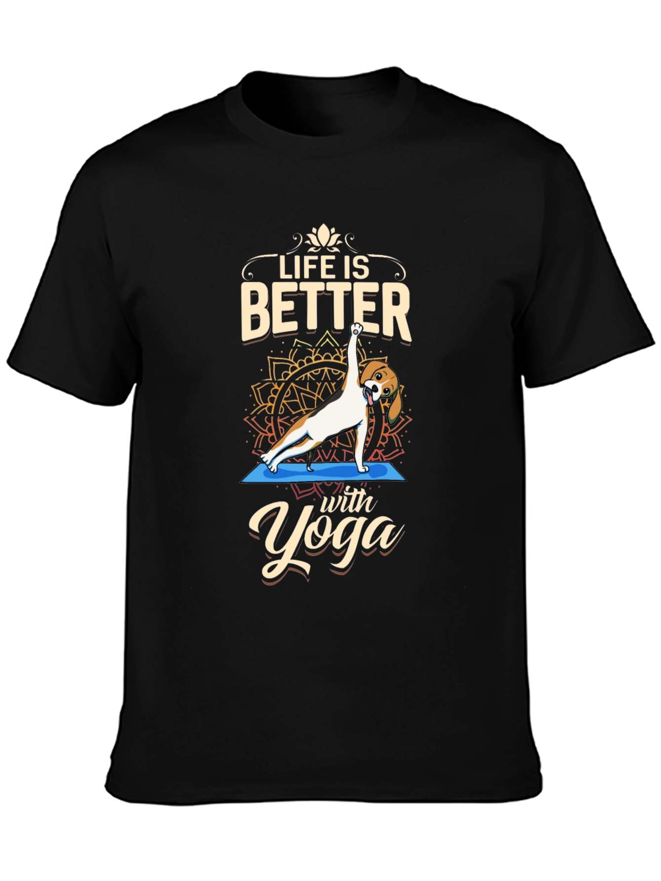 Black Life is Better with Yoga Dog T-Shirt view 3