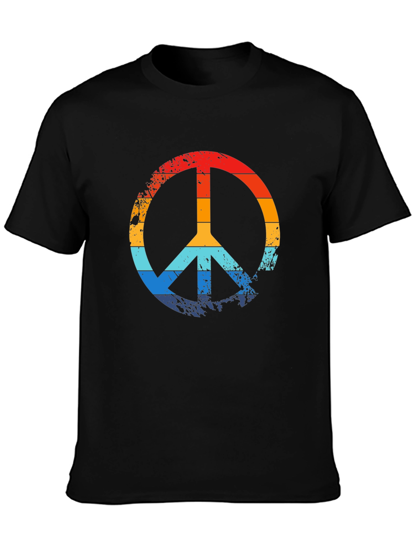 Black Retro Peace Sign Black Graphic T-Shirt view 3
