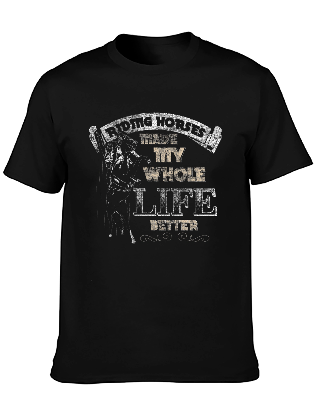 Black Riding Horses Life T-Shirt view 3