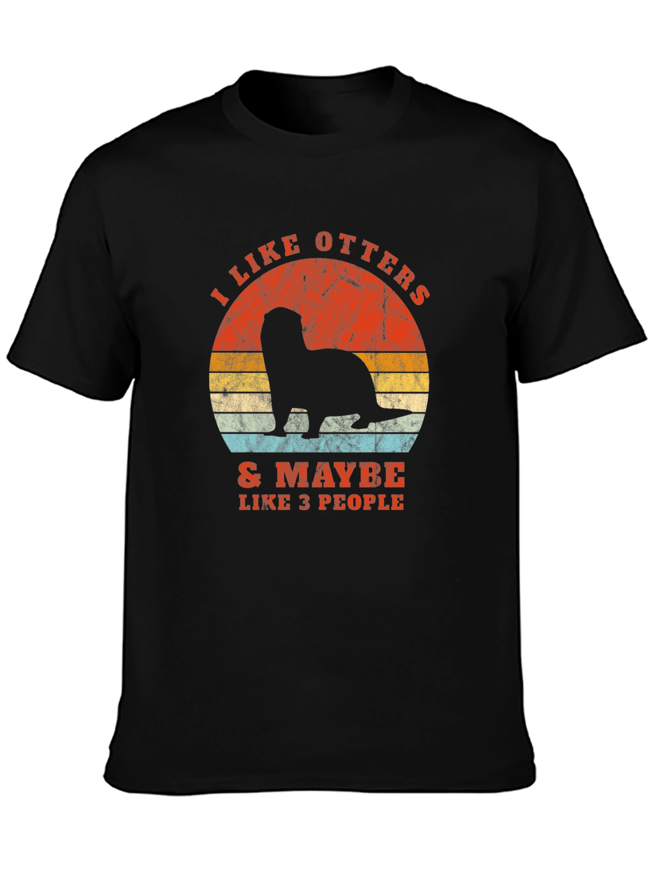 Black I Like Otters Graphic T-Shirt view 3