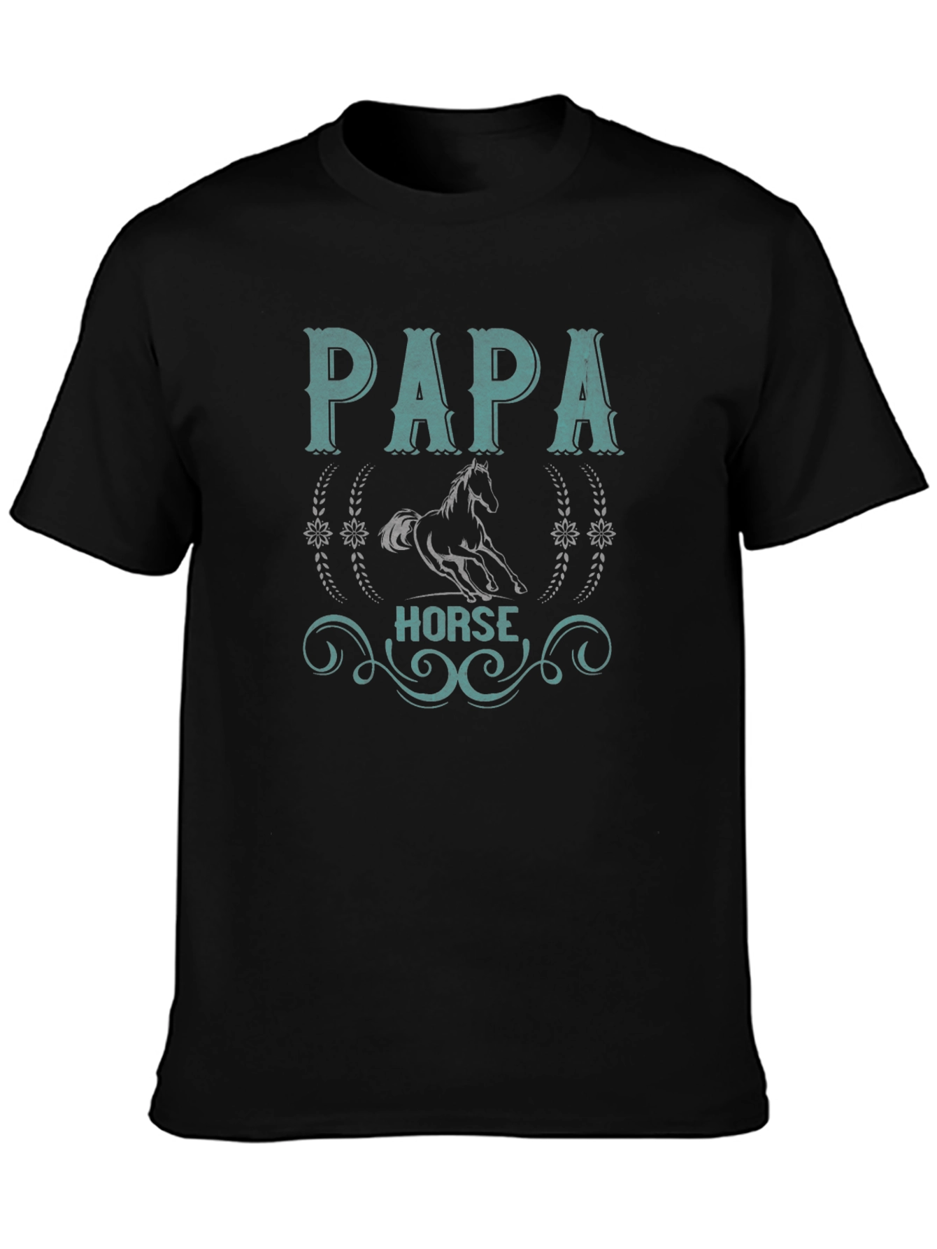 Black Papa Horse Graphic Tee - Equestrian Dad Shirt view 3