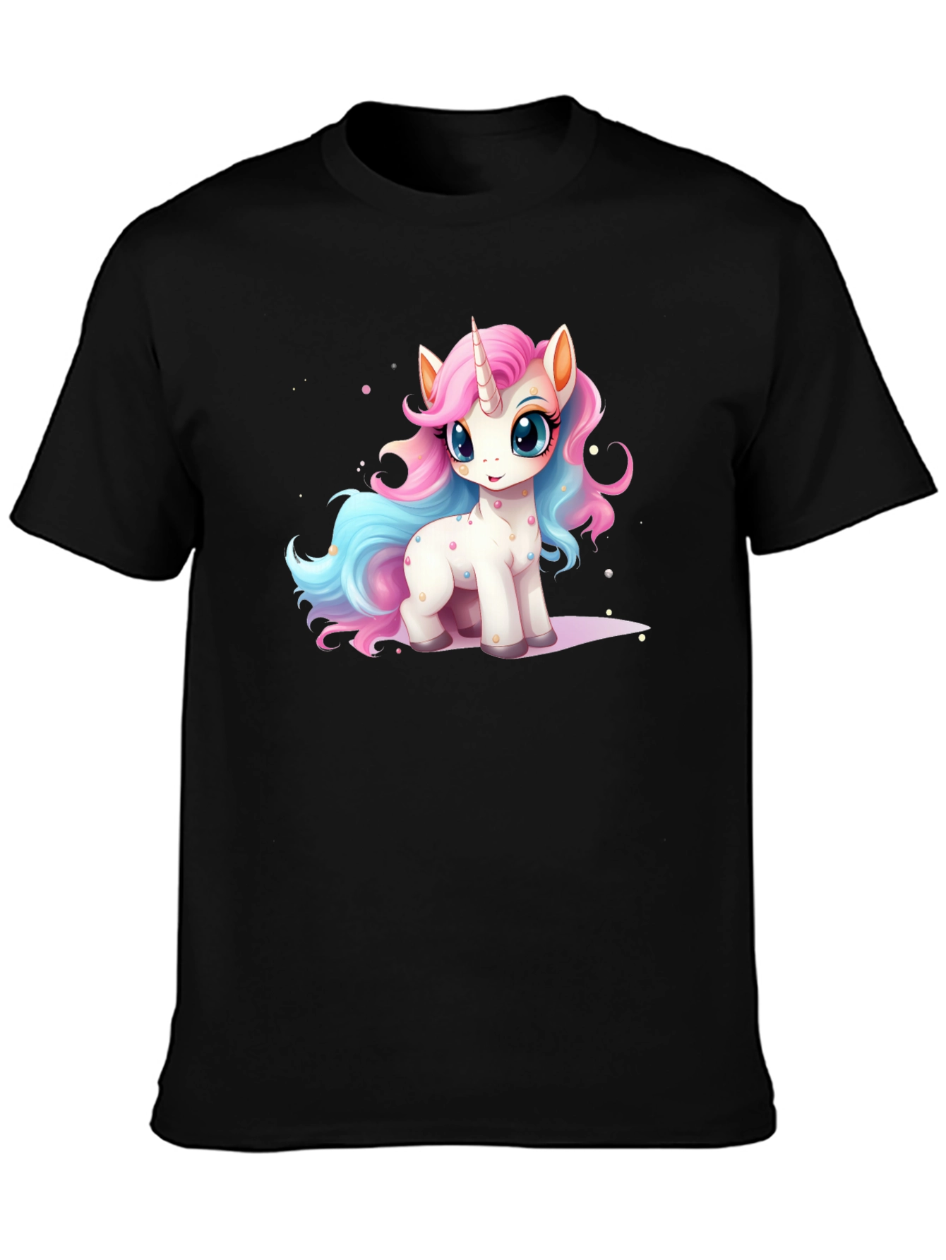 Black Unicorn Cartoon T-Shirt view 3