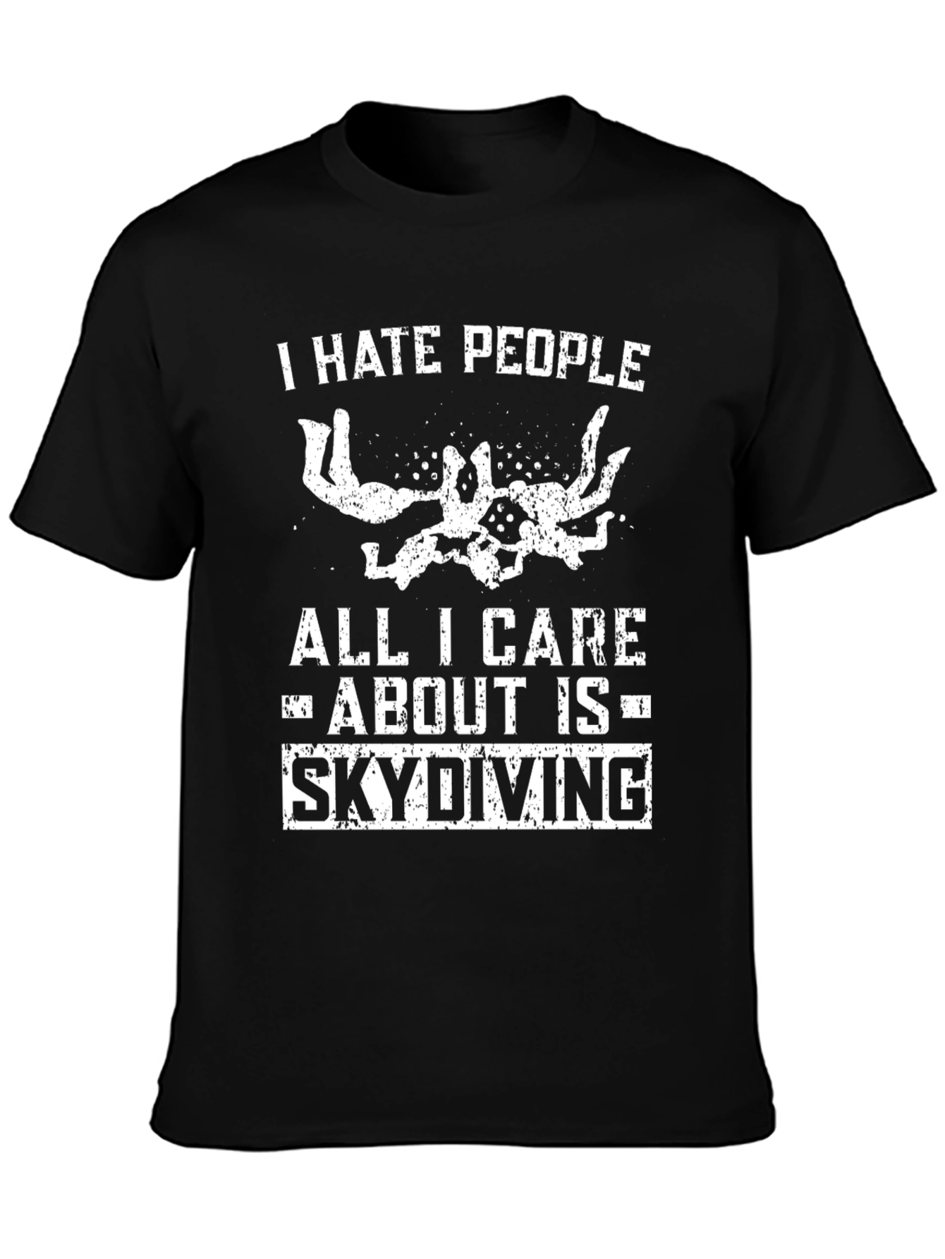 Black I Hate People Skydiving Graphic Tee view 3