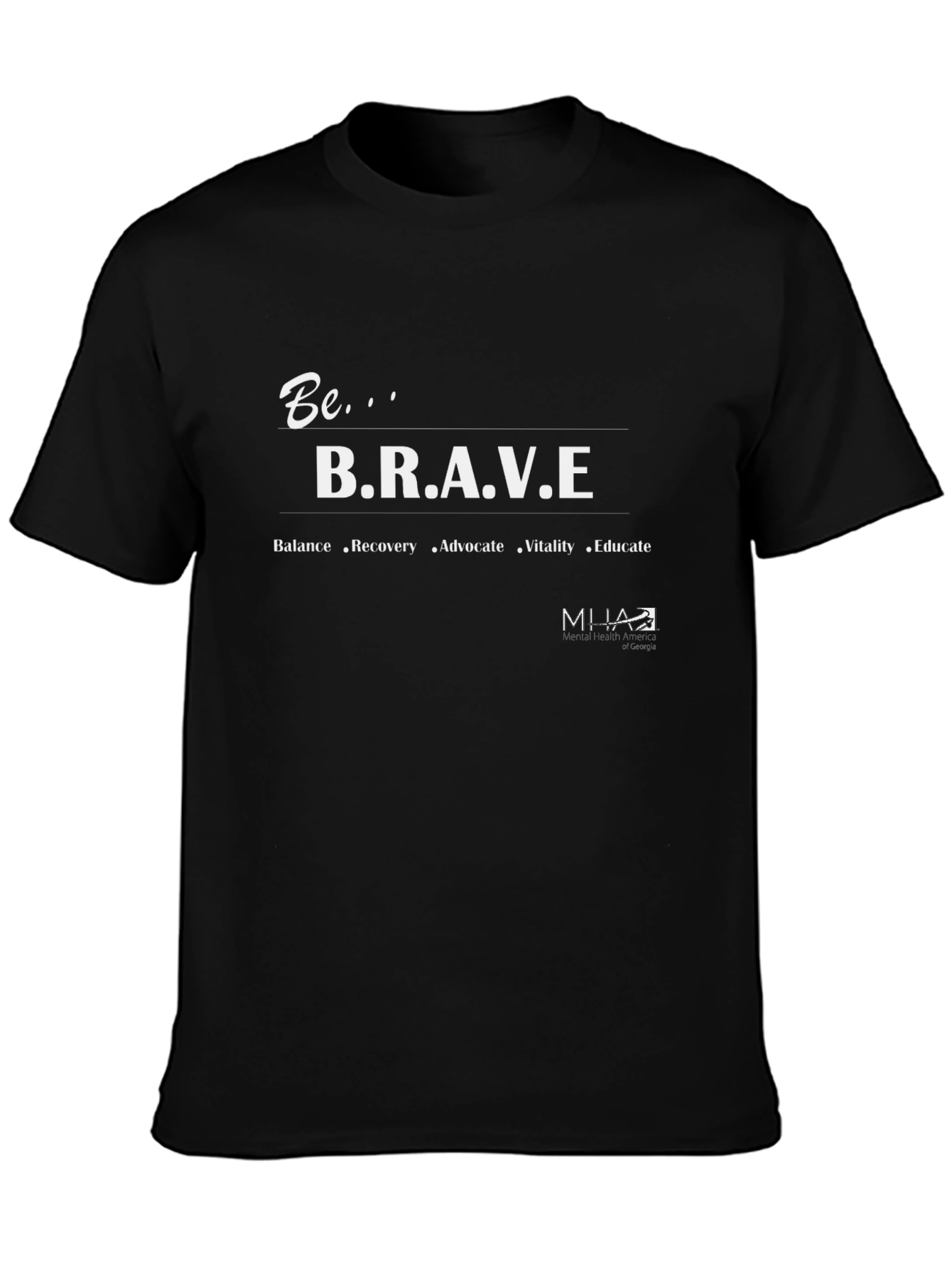Black Be Brave Graphic T-Shirt - Mental Health Awareness view 3