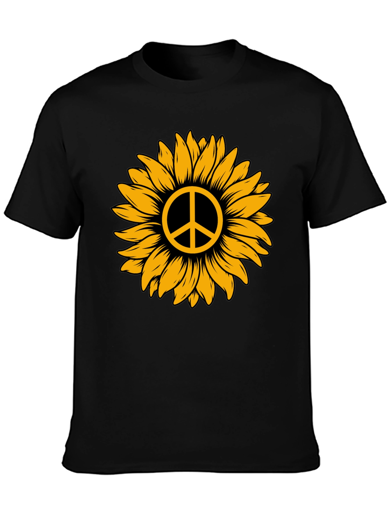 Black Sunflower Peace Sign Graphic Tee - Stylish Comfort view 3