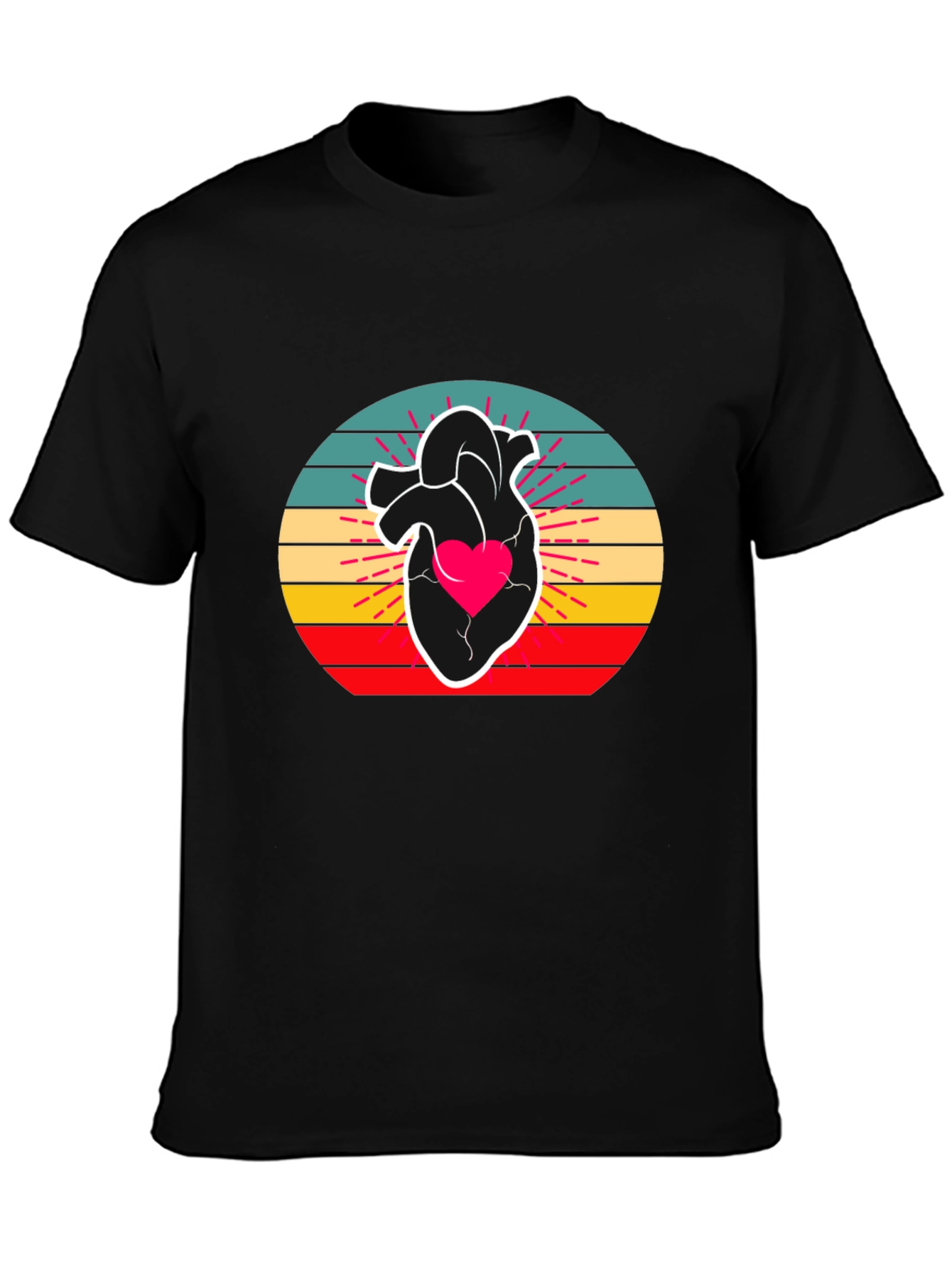 Black Retro Heart Graphic Tee - Stylish Comfort view 3