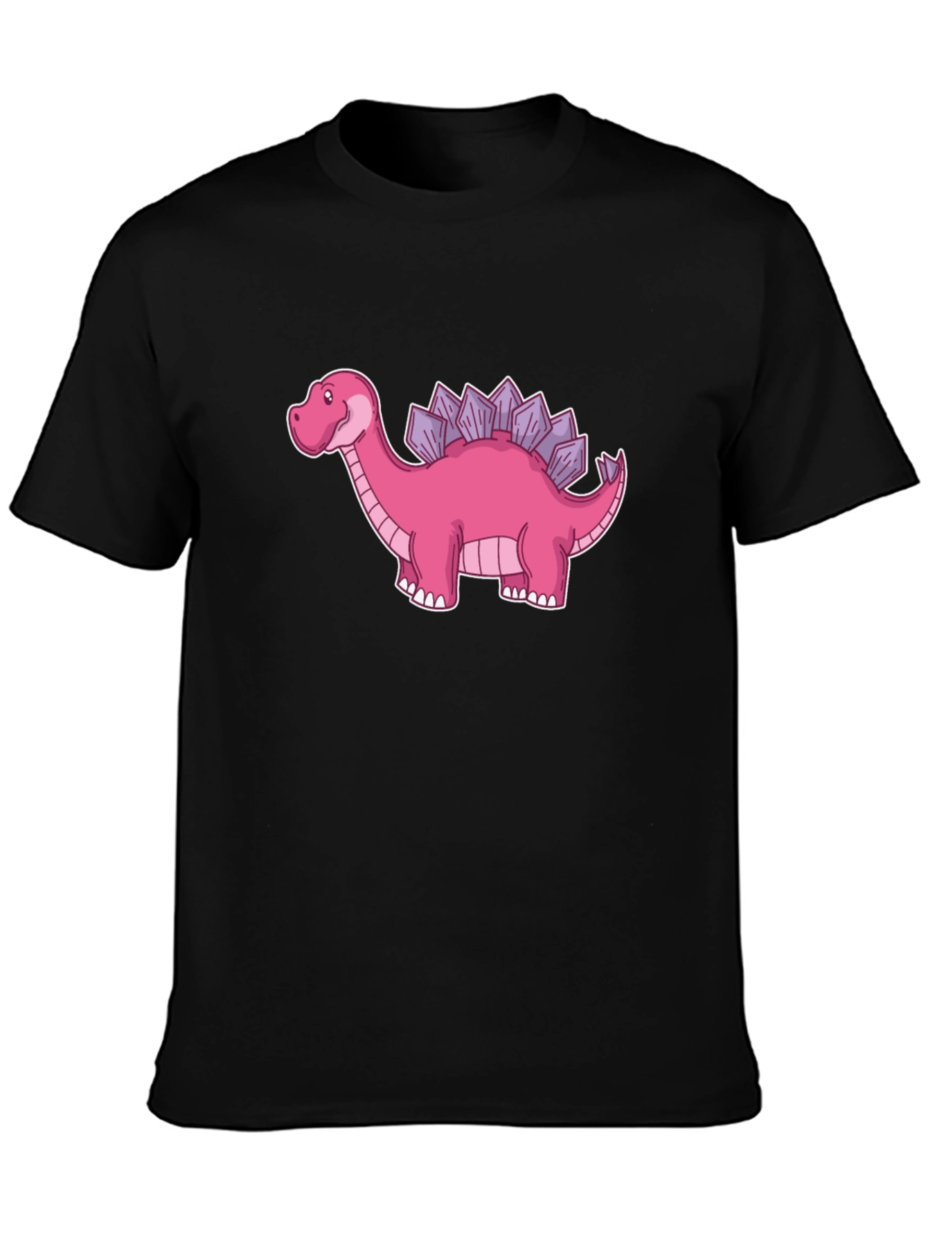 Black Dino T-Shirt - Pink Stegosaurus Graphic Tee view 3