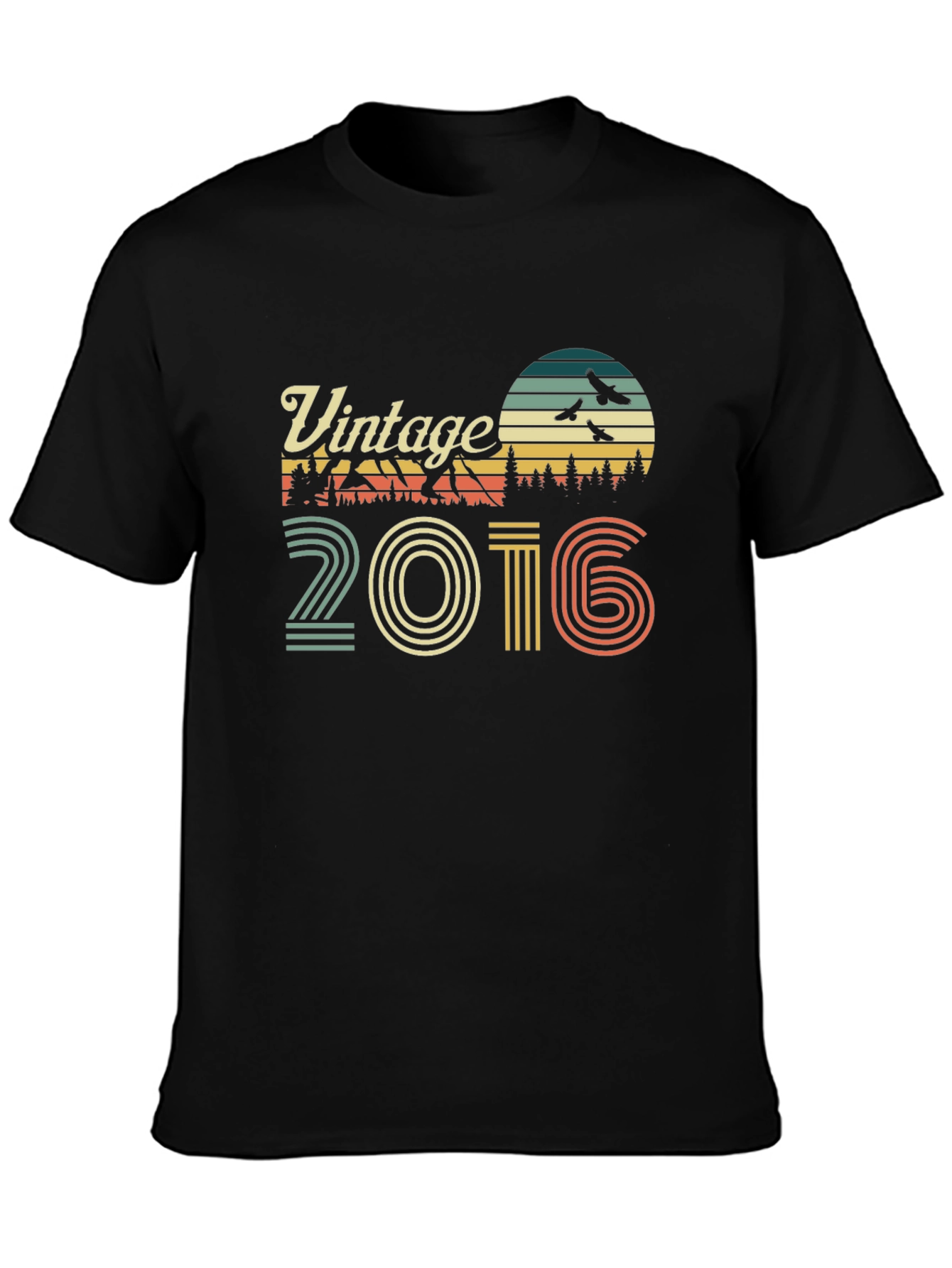 Black Vintage 2016 Graphic Tee - Retro Style view 3