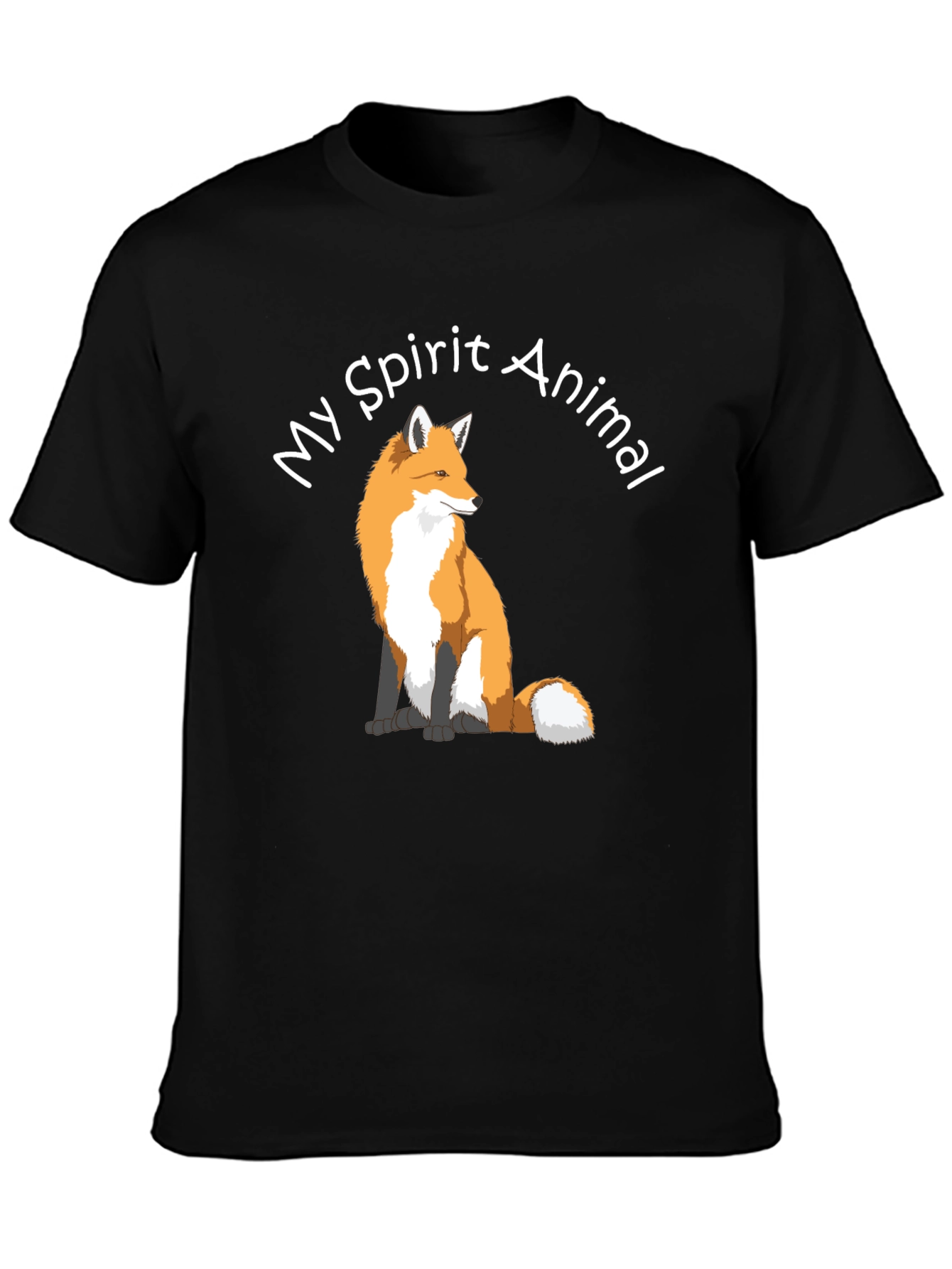 Black Fox Spirit Animal Graphic Tee - Black Cotton T-Shirt view 3