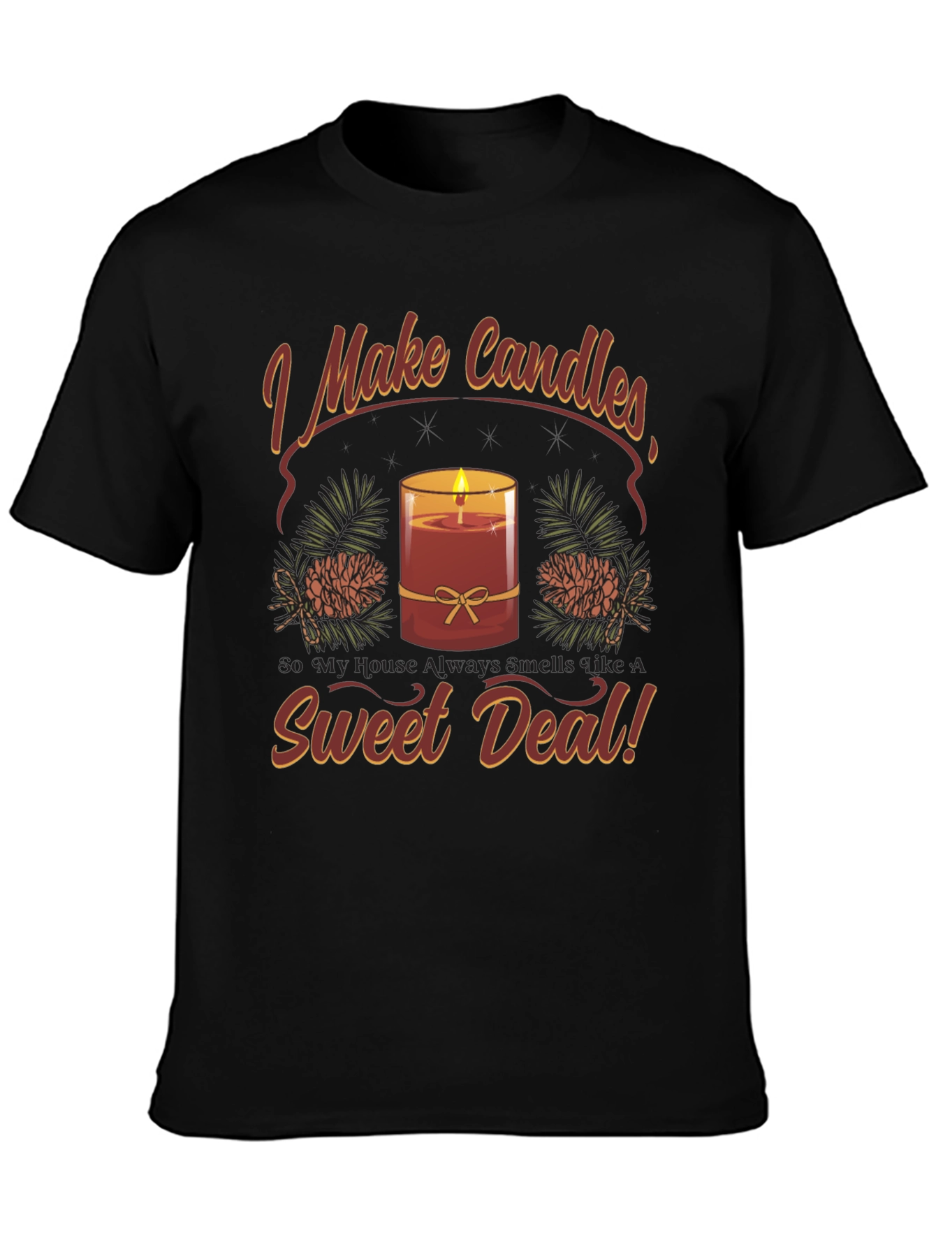 Black I Make Candles Graphic T-Shirt view 3