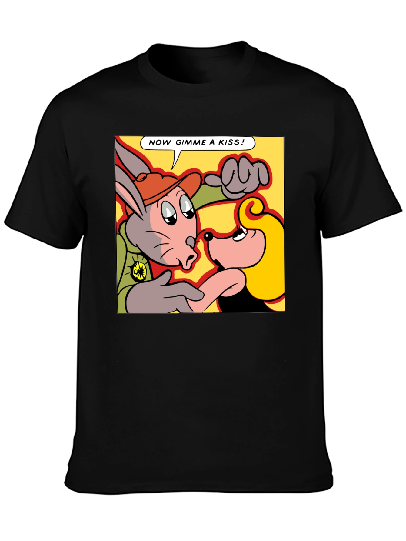 Black Cartoon Kiss T-Shirt - Now Gimme a Kiss! view 3