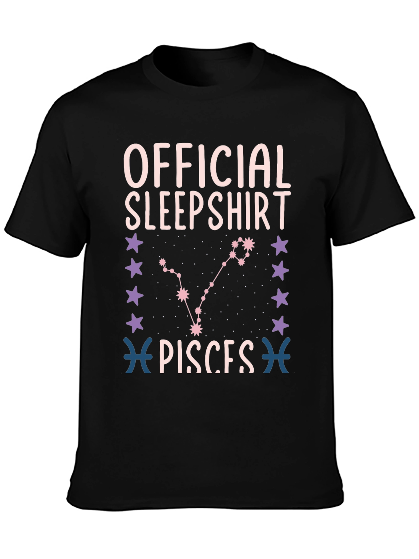 Black Official Pisces Sleepshirt - Zodiac Sign Tee view 3