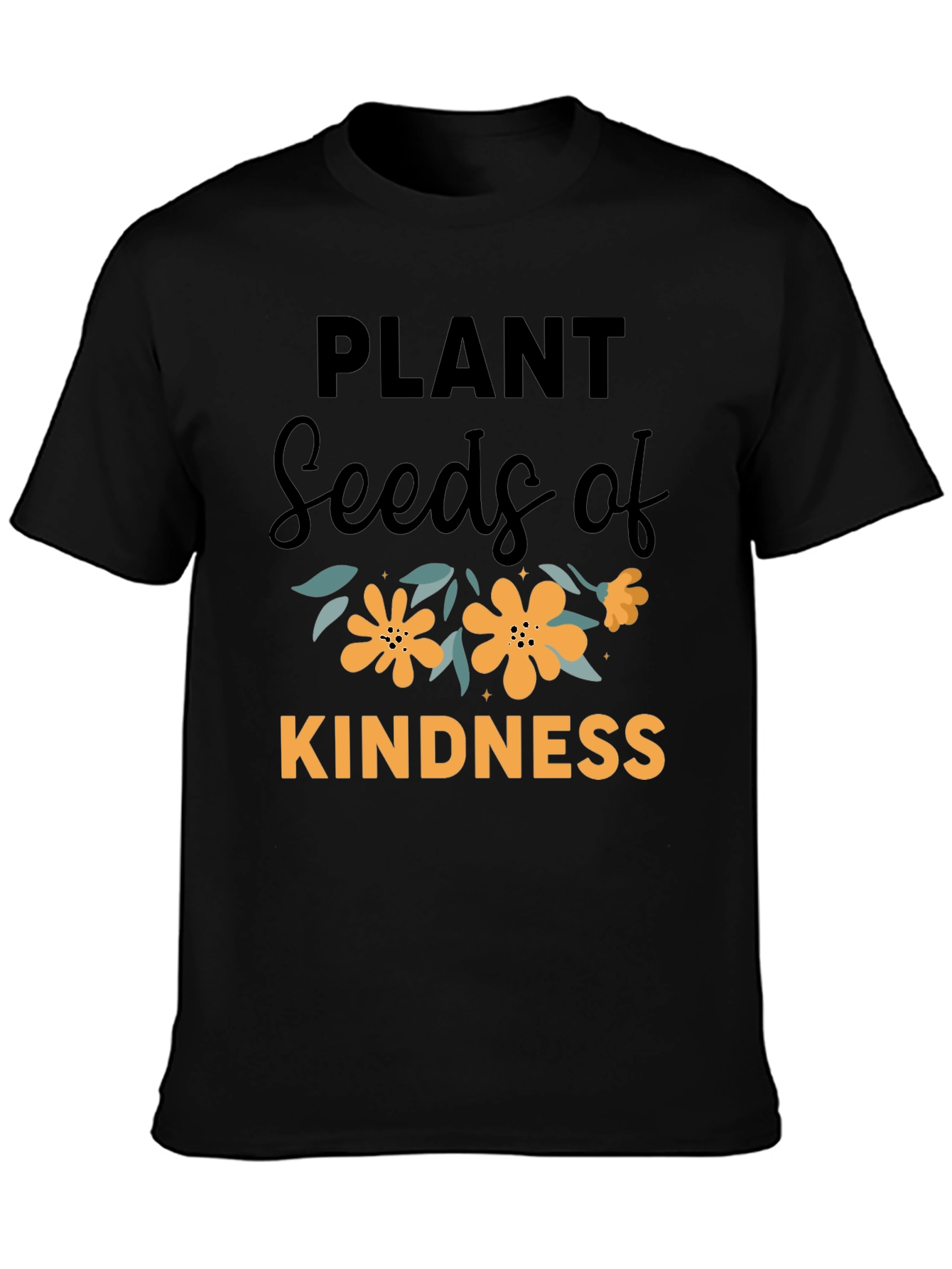 Black Plant Seeds of Kindness Graphic T-Shirt view 3