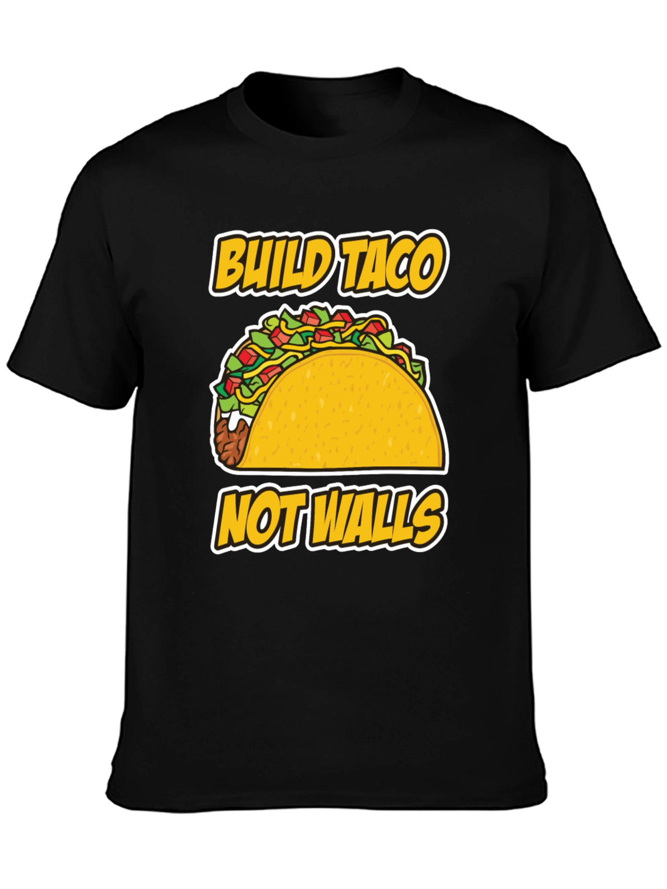 Black Build Taco Not Walls T-Shirt - Graphic Tee view 3