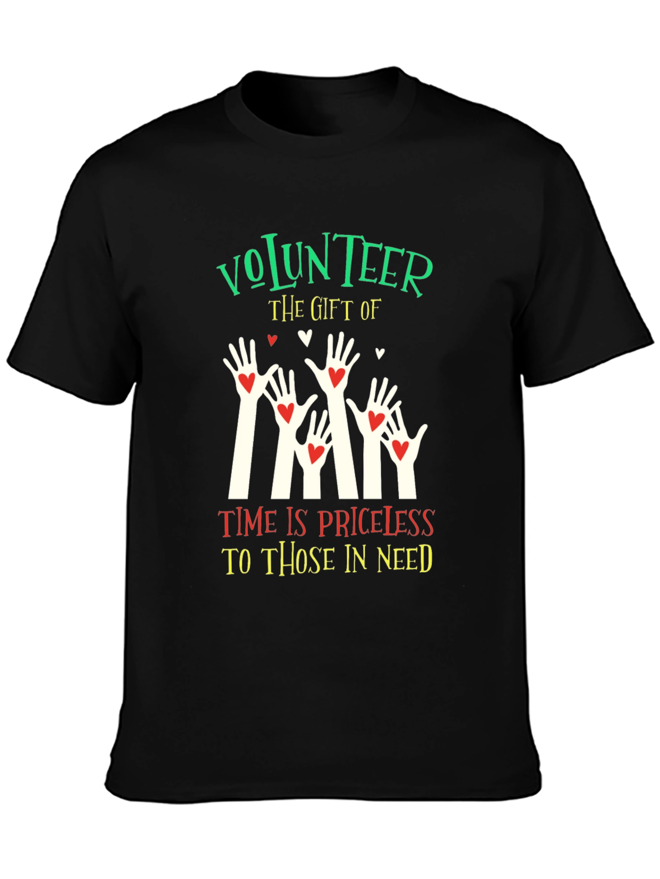 Black Volunteer T-Shirt - The Gift of Time is Priceless view 3