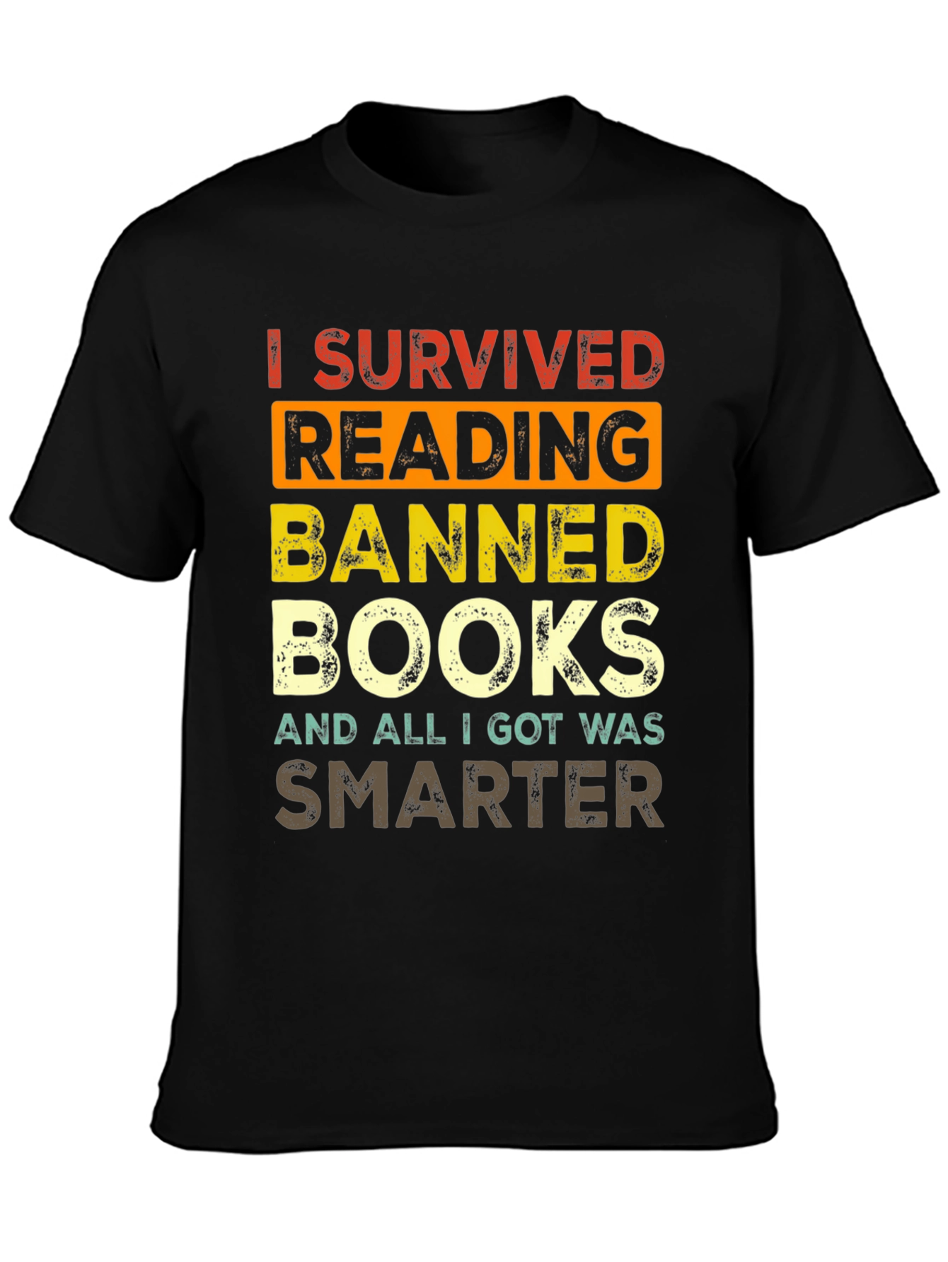Black Banned Books T-Shirt - I Survived Reading view 3