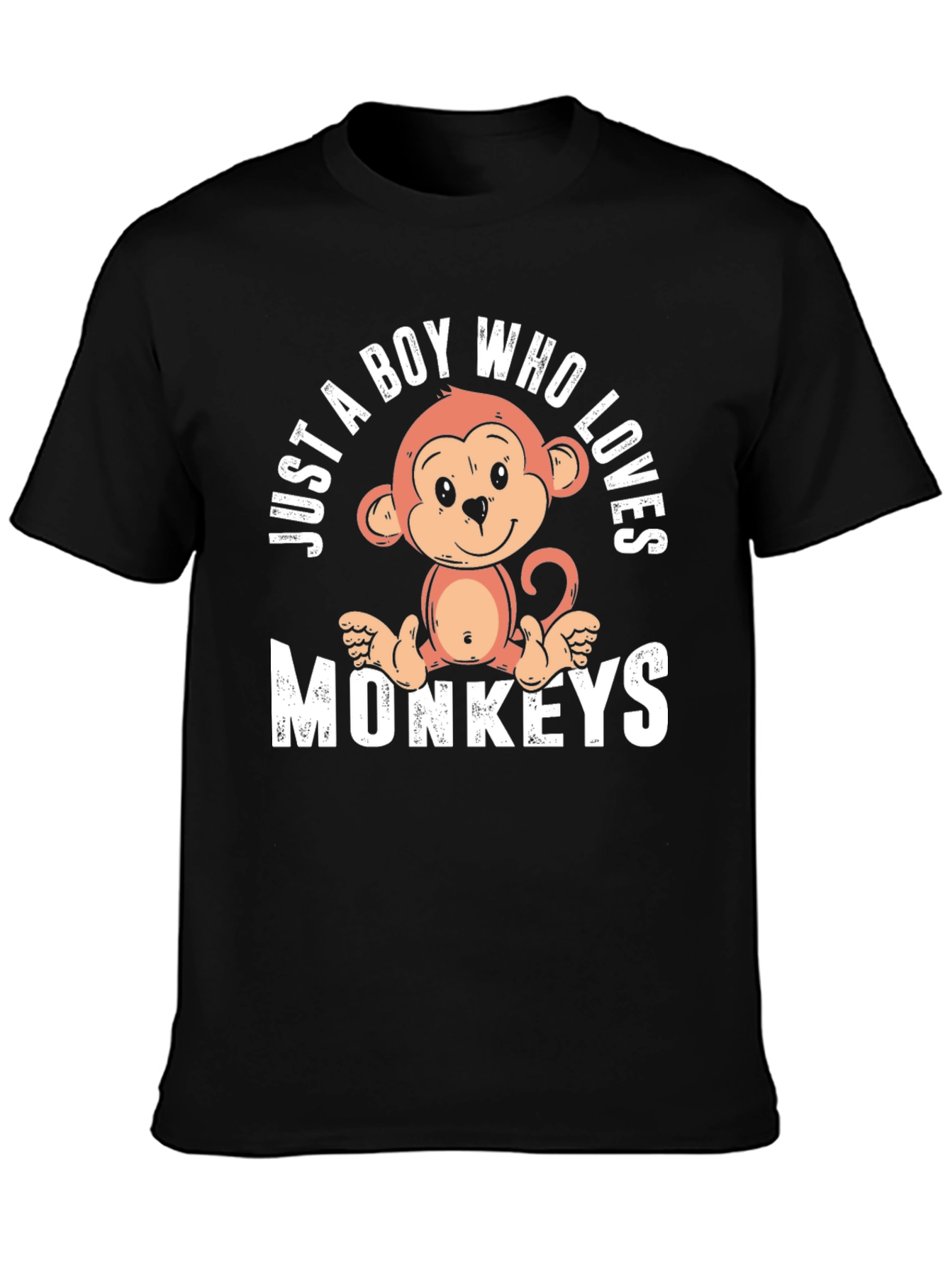 Black Boy's Monkey Lover T-Shirt - Just a Boy Who Loves Monkeys view 3