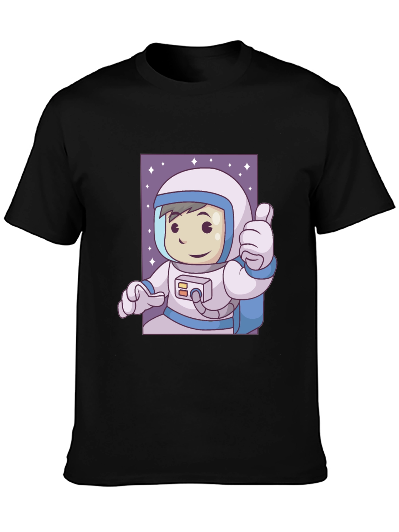 Black Cartoon Astronaut Graphic T-Shirt view 3