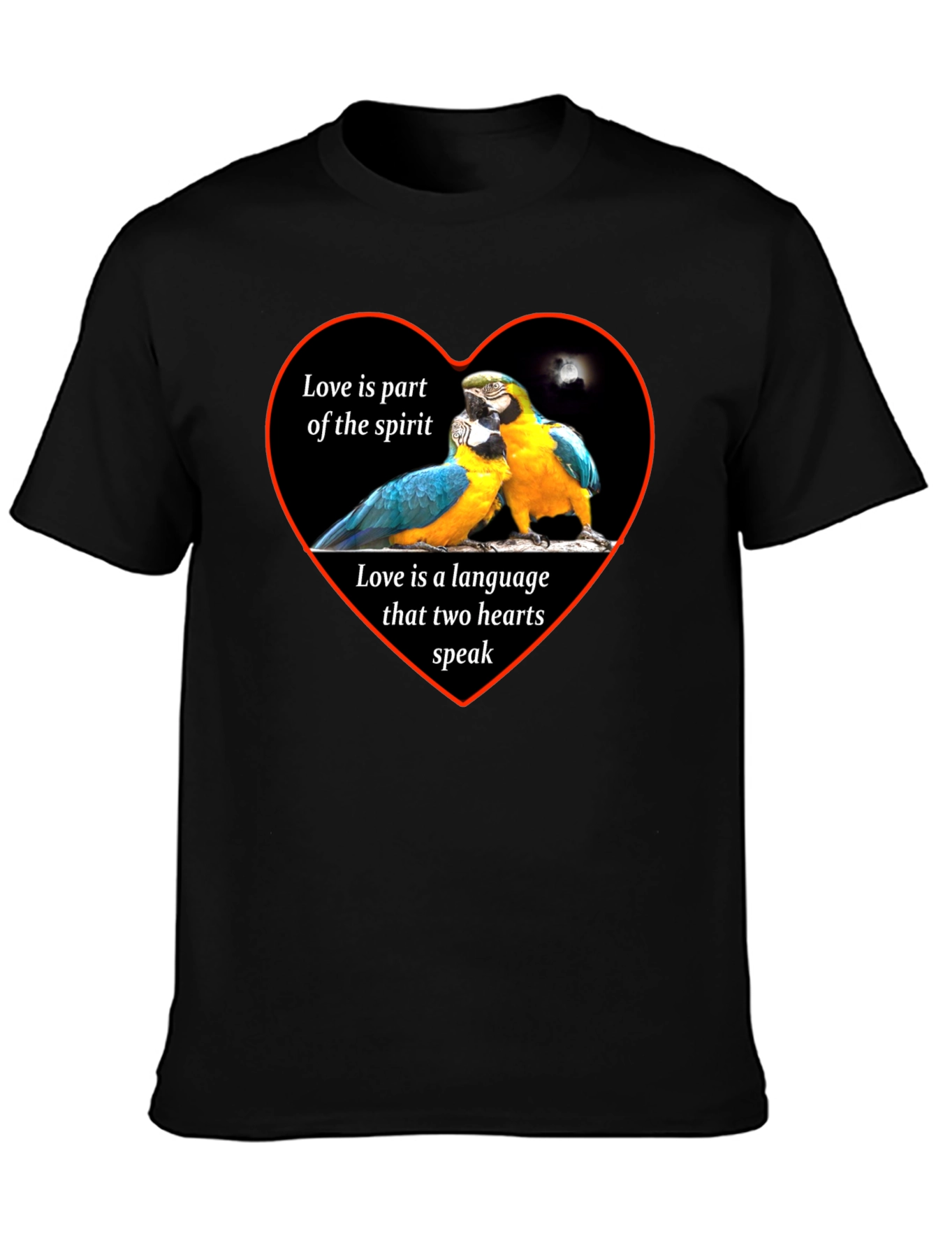Black Love Parrots Heart T-Shirt - Spirit & Language view 3