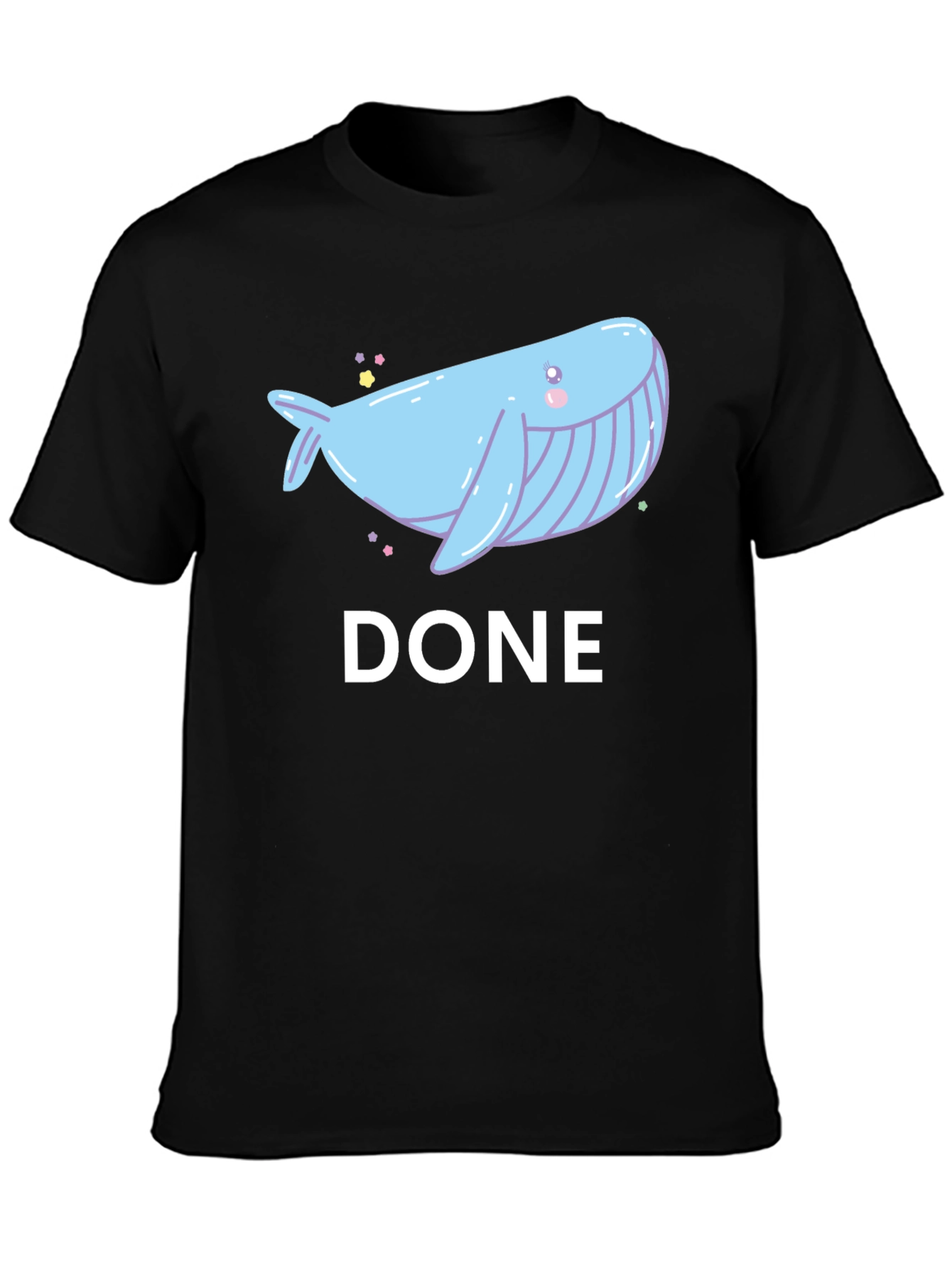 Black Cute Whale Done T-Shirt - Soft Cotton Tee view 3