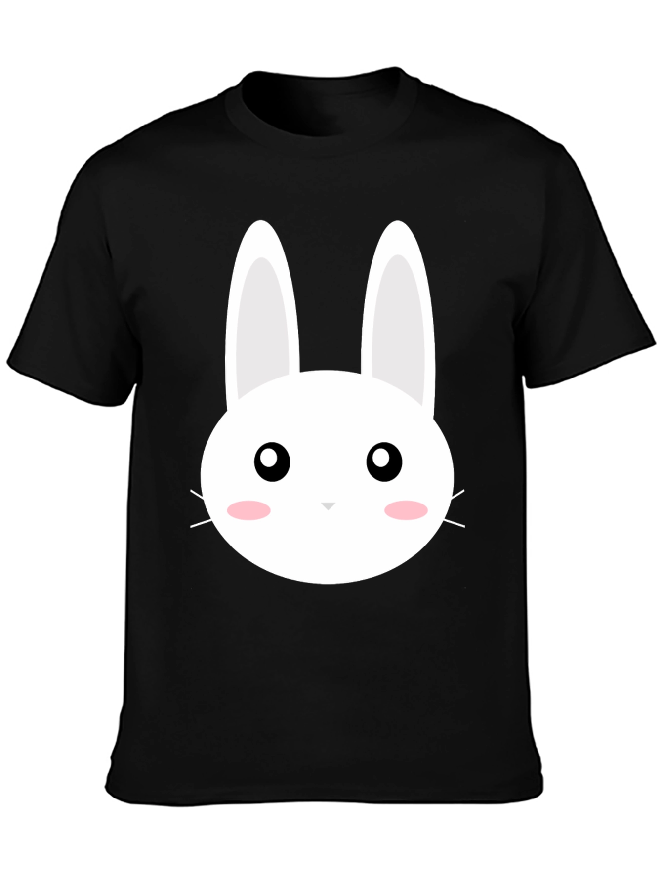 Black Cute Bunny Graphic Black T-Shirt view 3