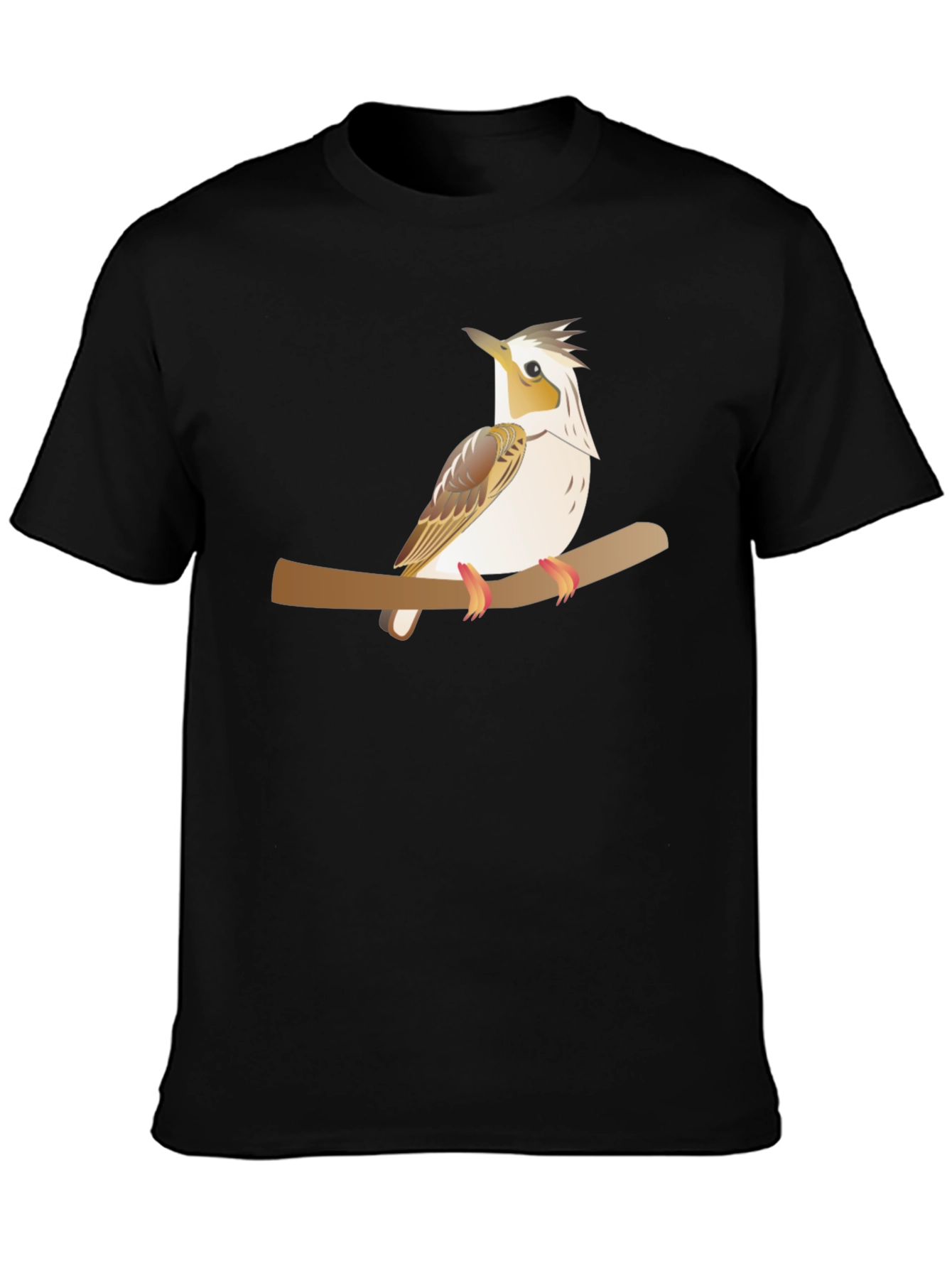 Black Bird on Branch Graphic Tee - Unisex Black T-Shirt view 3