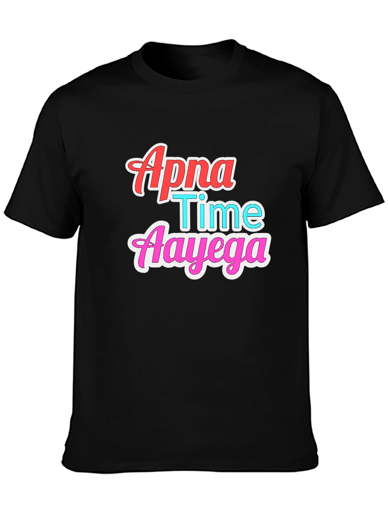 Black Apna Time Aayega Graphic T-Shirt view 3