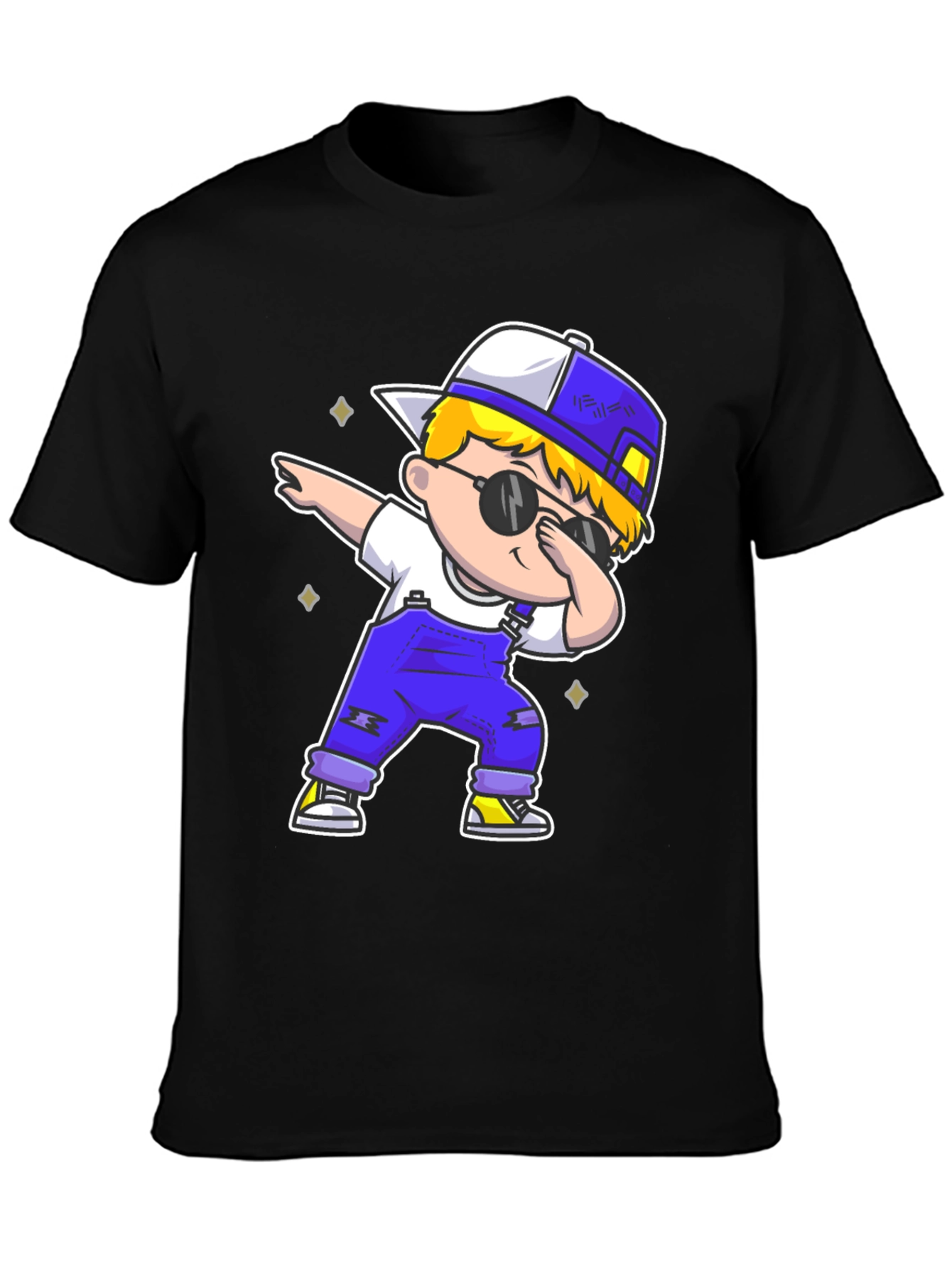 Black Dabbing Kid Graphic Tee - Trendy Cartoon T-Shirt view 3