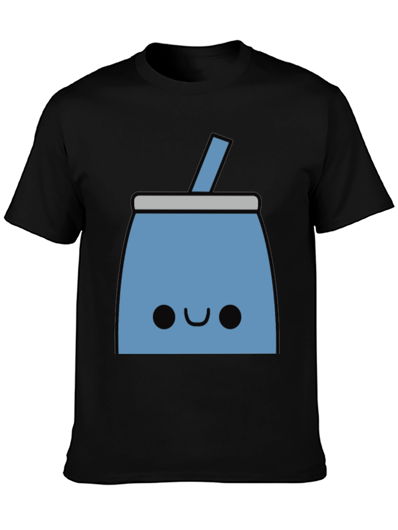 Black Cute Blue Drink Black T-Shirt view 3